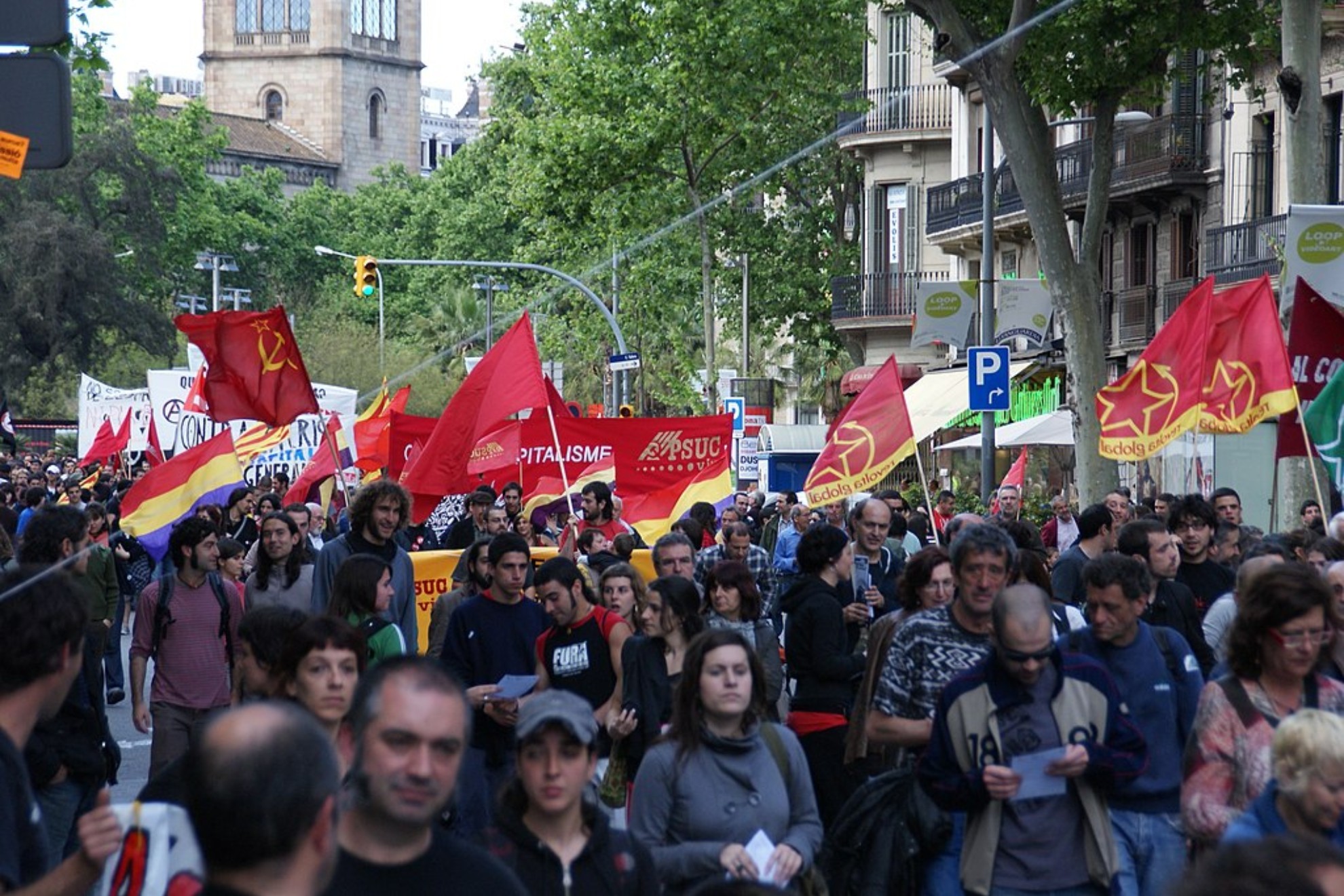 Manifestaci�n del D�a del Trabajo en Barcelona.