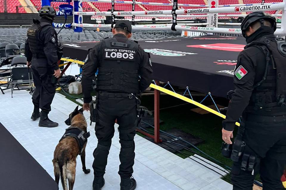 Canelo vs. Ryder: Escuadr�n canino inspecciona el Estadio Akron