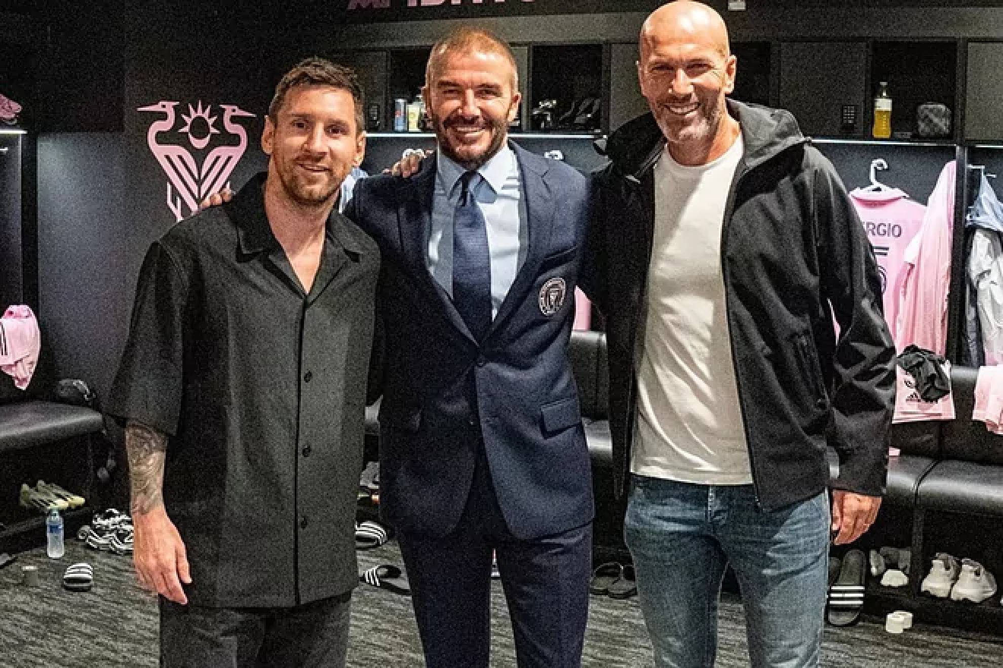 Zidane visit� a Beckham y Messi en Miami.