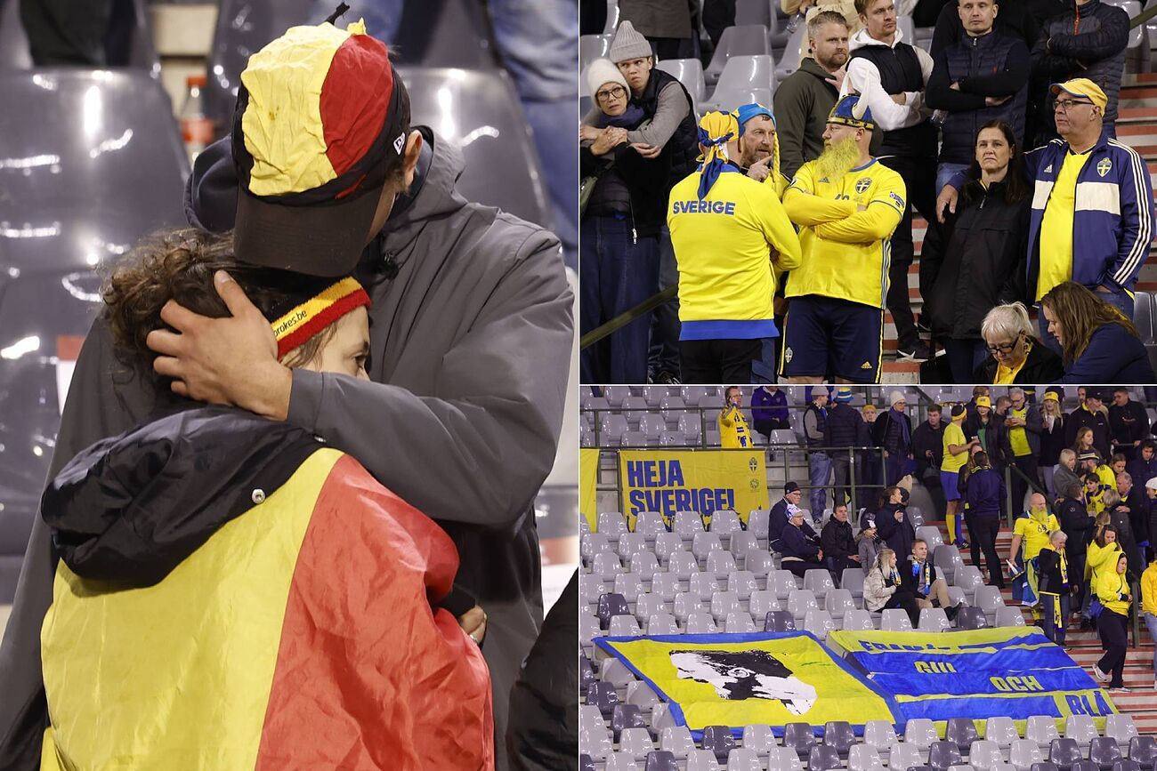 El encuentro v�lido por la clasificaci�n rumbo a Alemania 2024 no se pudo terminar debido a un atentado que mat� al menos a dos aficionados suecos que asistieron a ver a su equipo vs. B�lgica. Por temas de seguridad el resto de los escandinavos en el Estadio Rey Balduino tuvieron que quedarse varias horas en las tribunas con el miedo a flor de piel.
