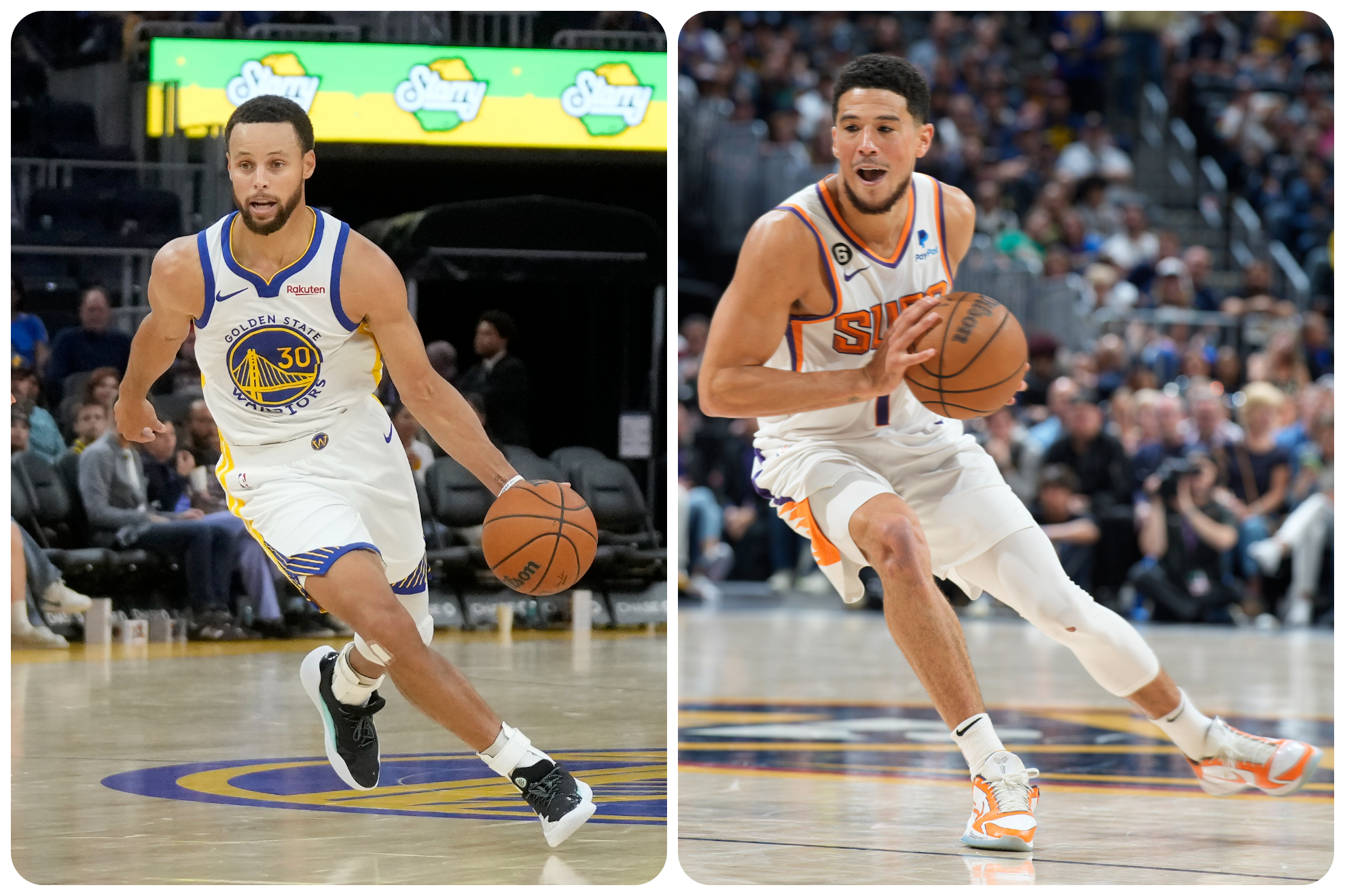 Stephen Curry y Devin Booker son las figuras de estos equipos.