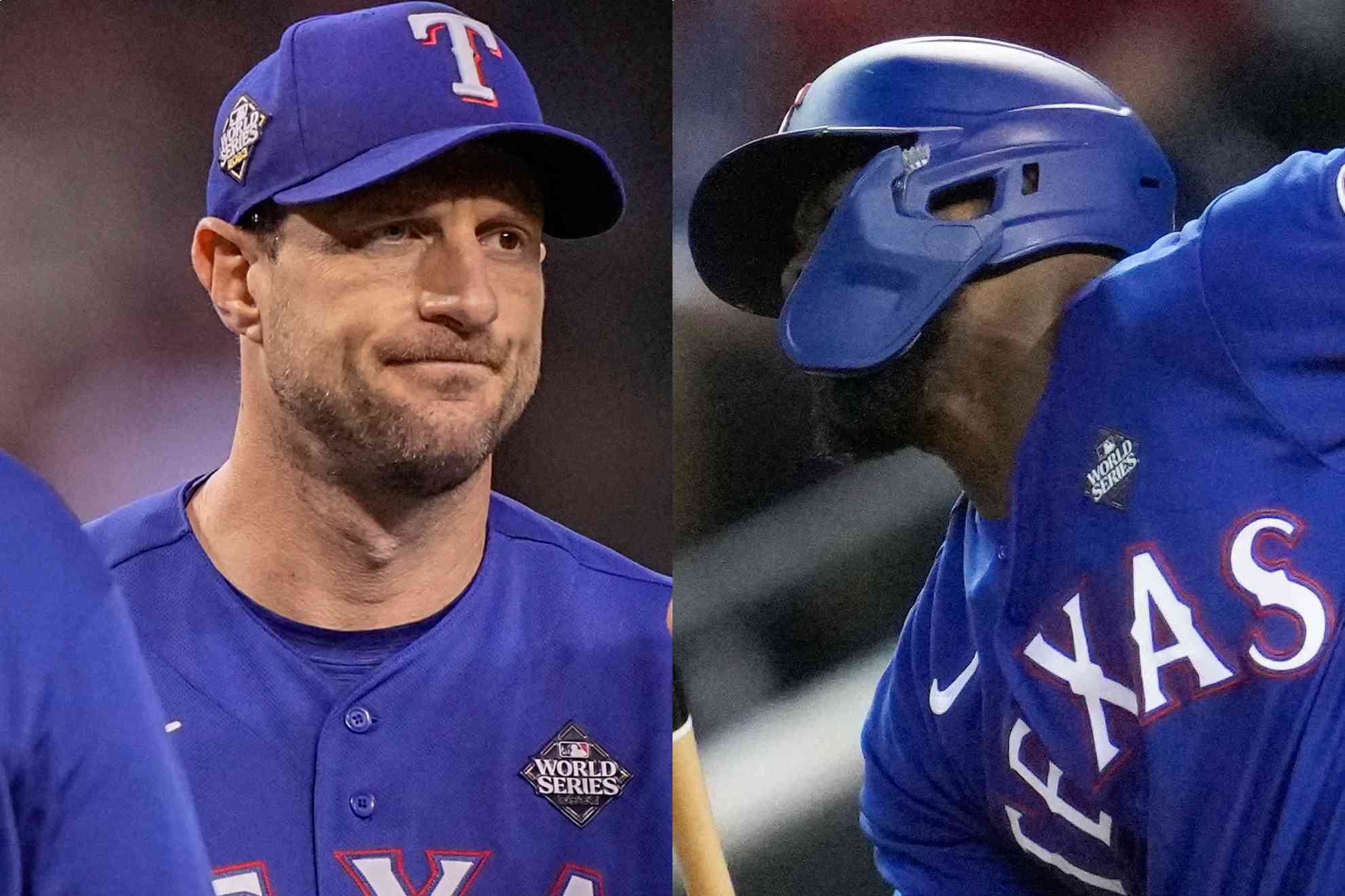 Max Scherzer (izquierda) y Adolis Garc�a (derecha).