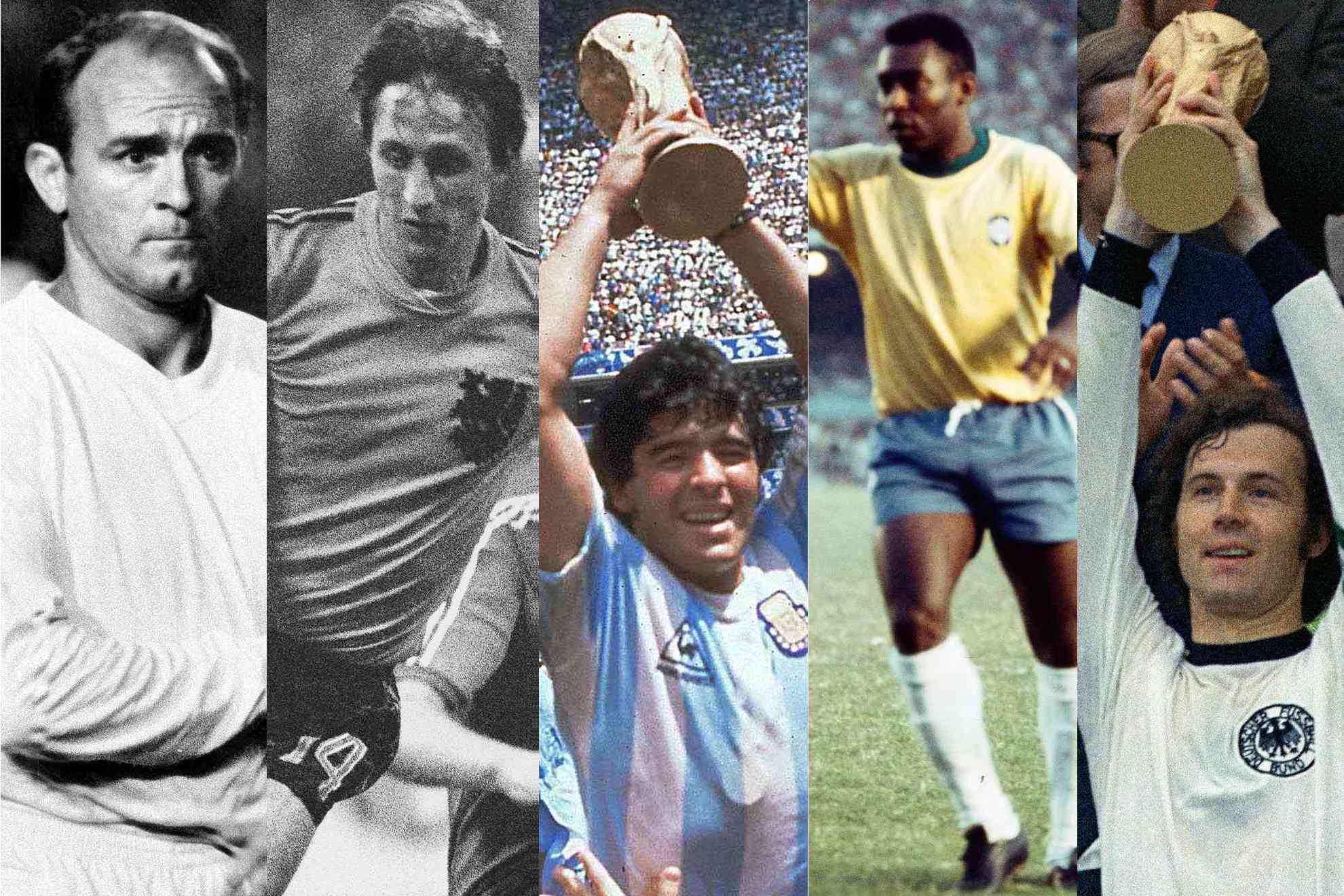 Alfredo Di St�fano, Johan Cruyff, Diego Maradona, Pel� y Franz Beckenbauer.