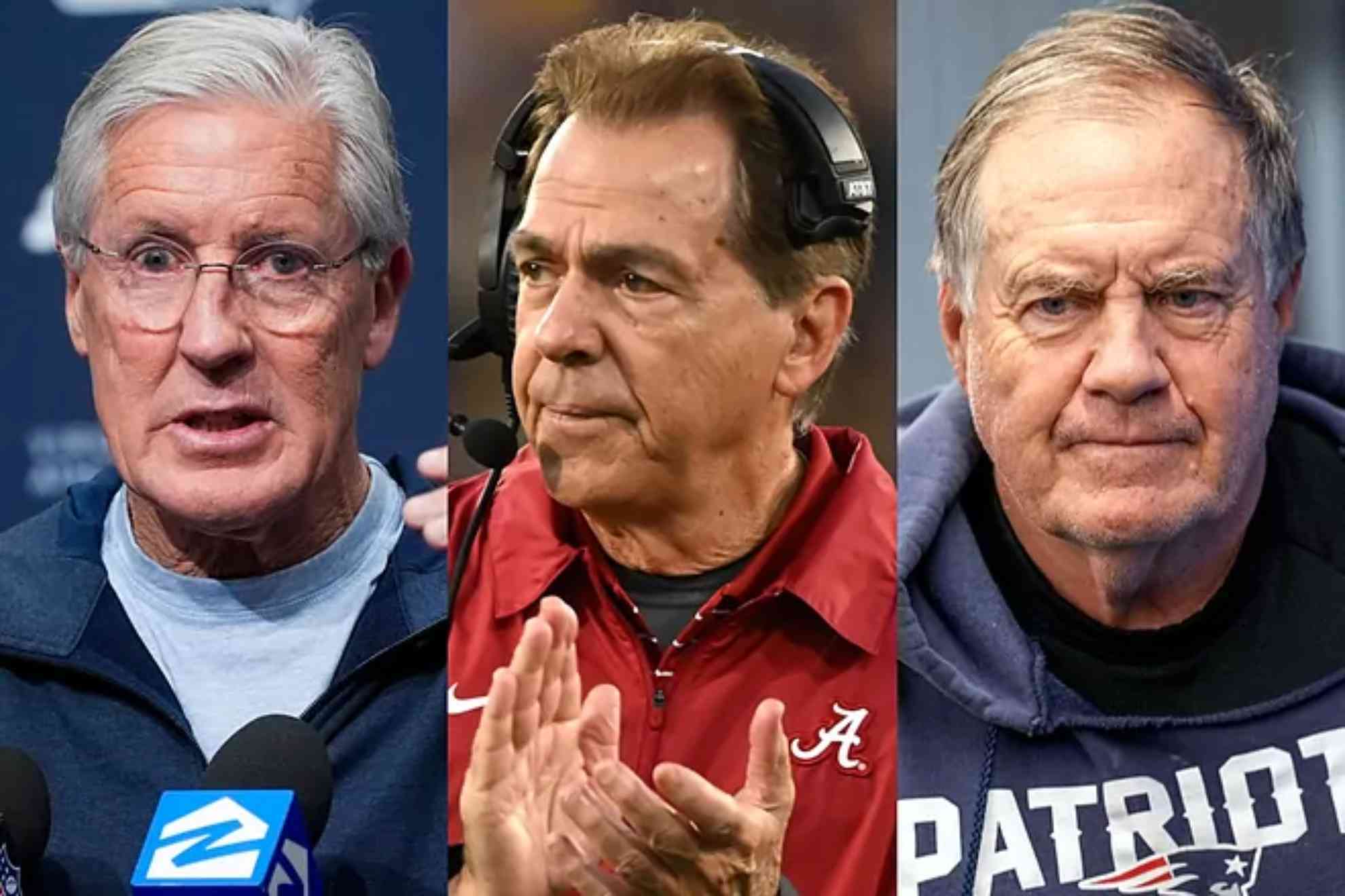 Pete Carroll, Nick Saban y Bill Belichick.