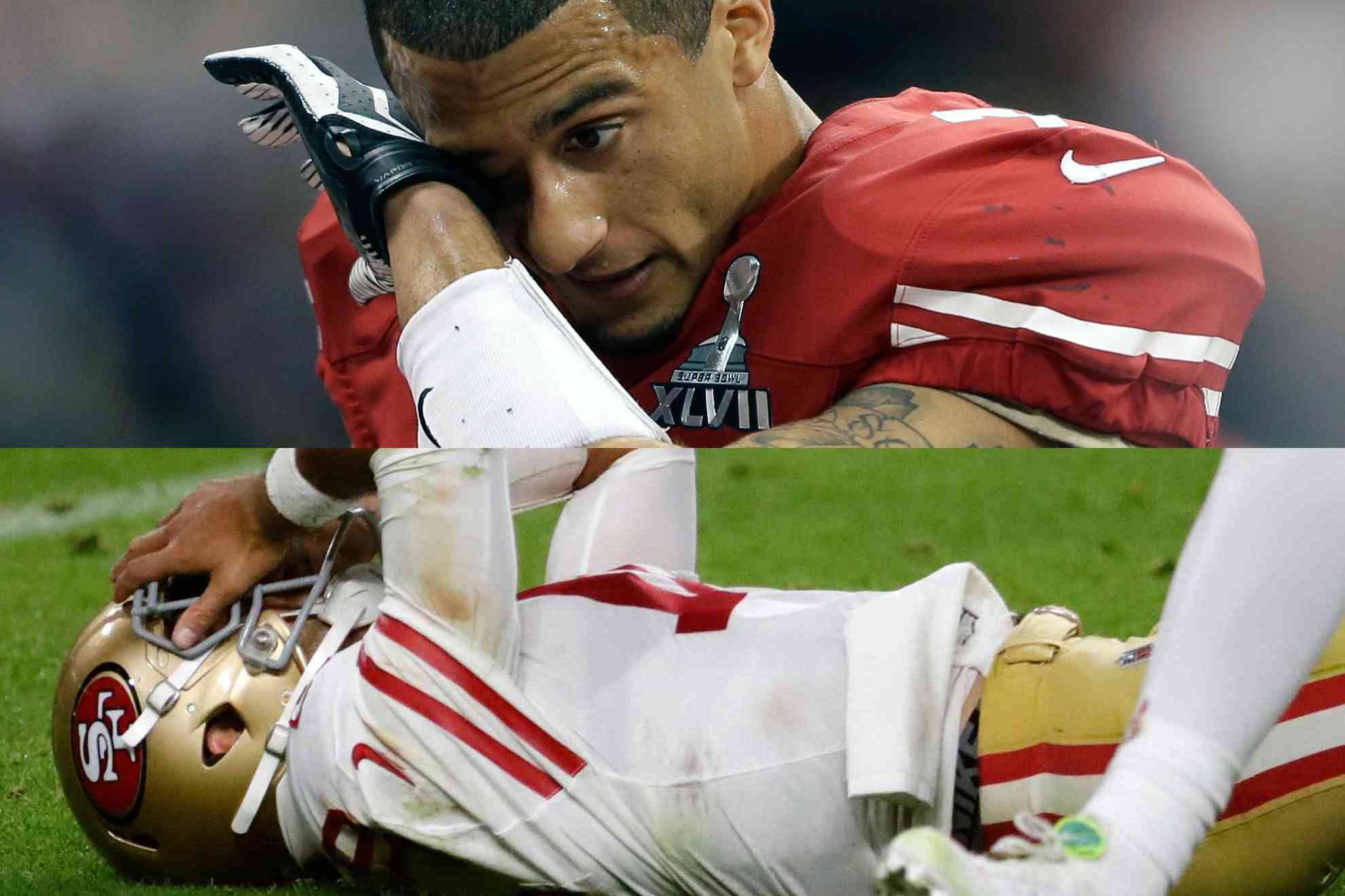 Colin Kaepernick (arriba) y Jimmy Garoppolo (abajo).