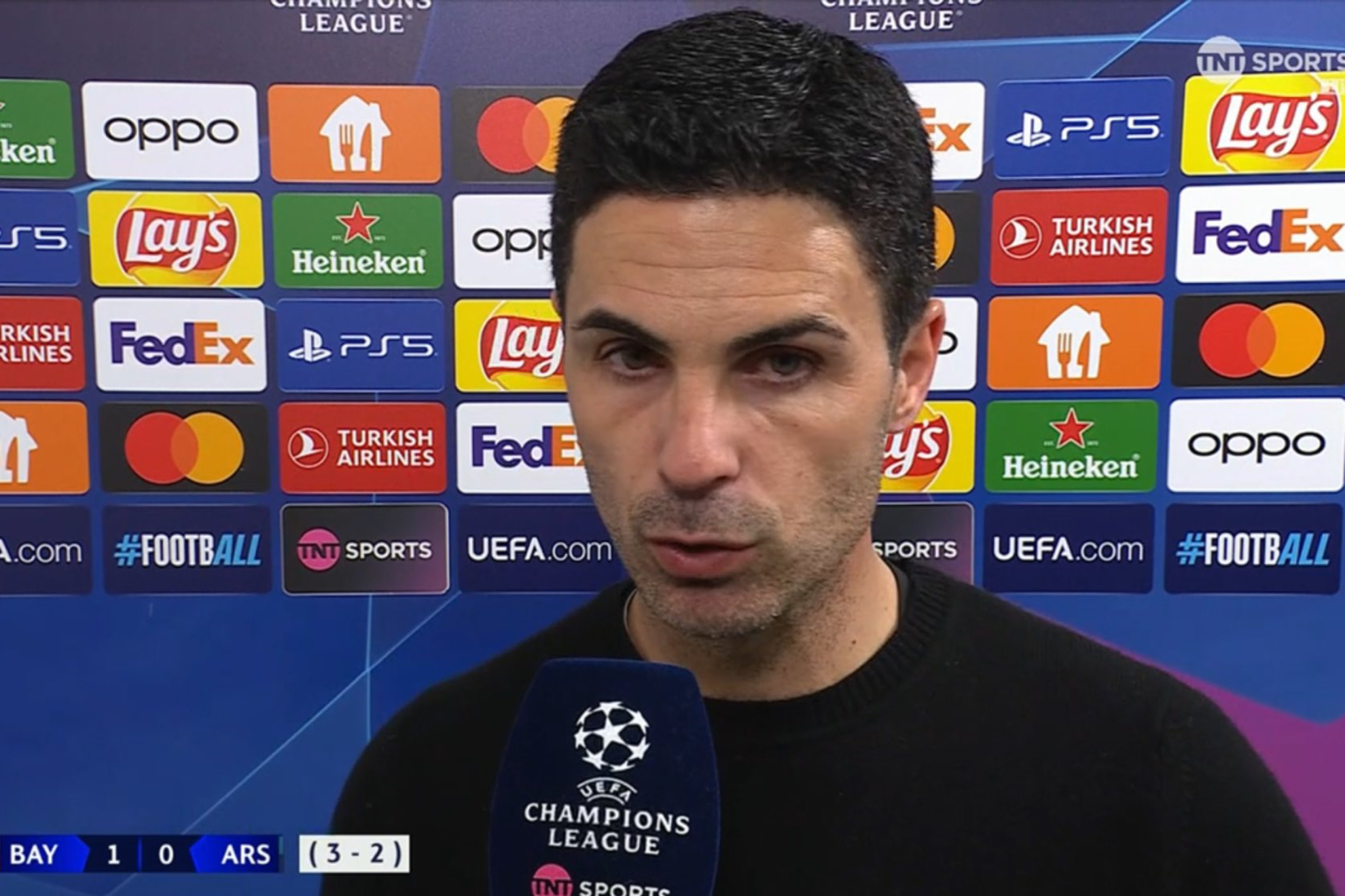 Mikel Arteta en entrevista al termino del partido