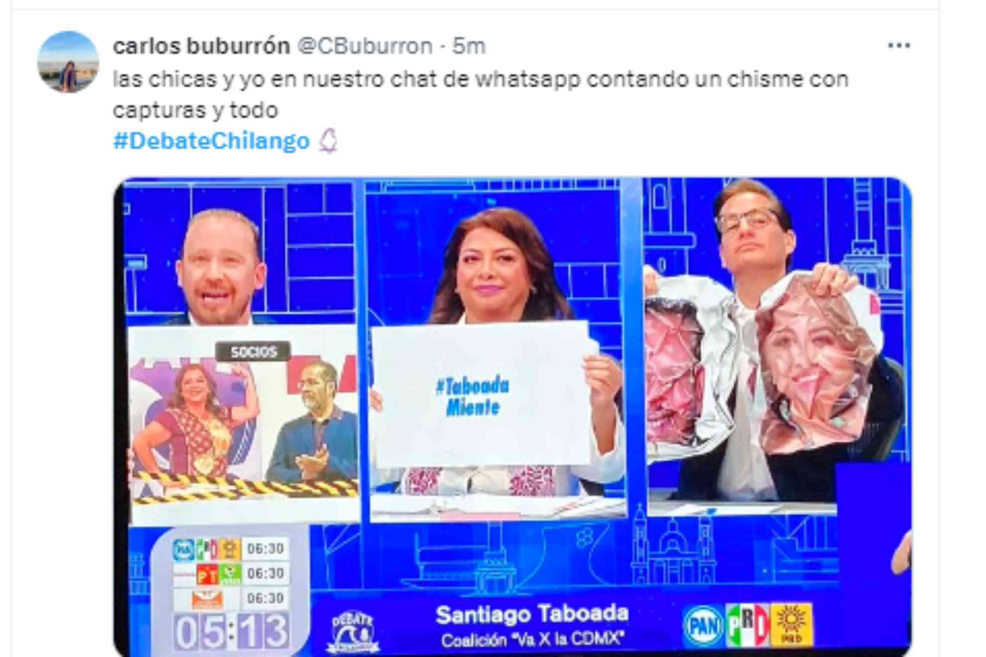 Los tres candidatos acus�ndose entre ellos al mismo tiempo con im�genes, un momento para guardar en la memoria.