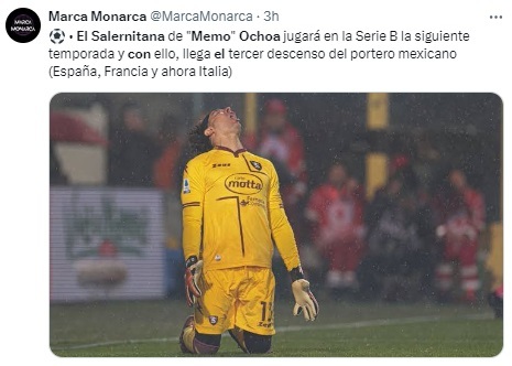 Tercer descenso de Memo Ochoa