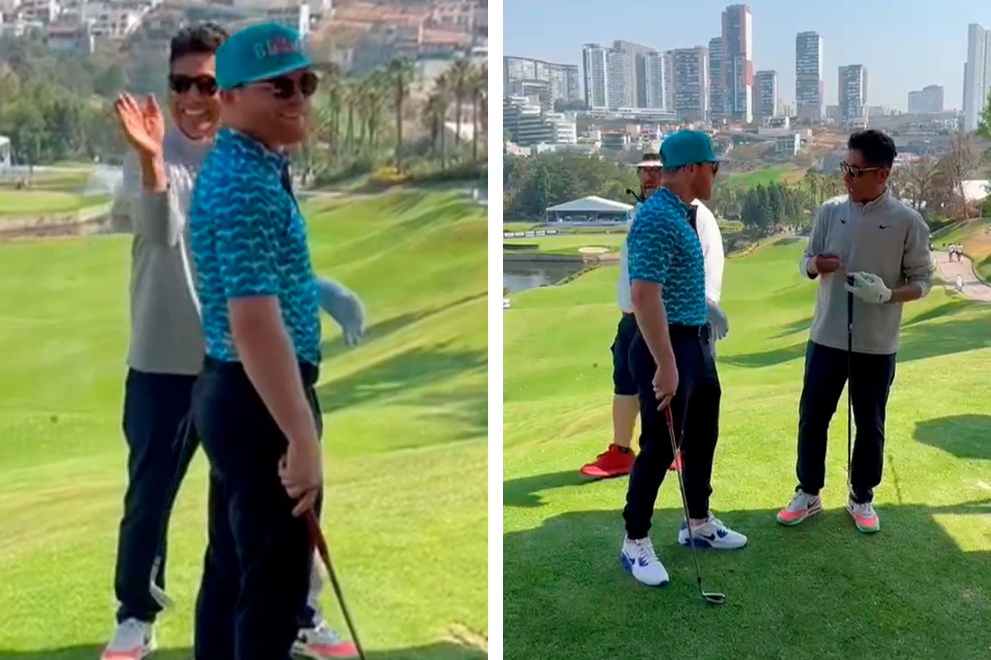 Canelo junto a Jorge Campos en el campo de golf
