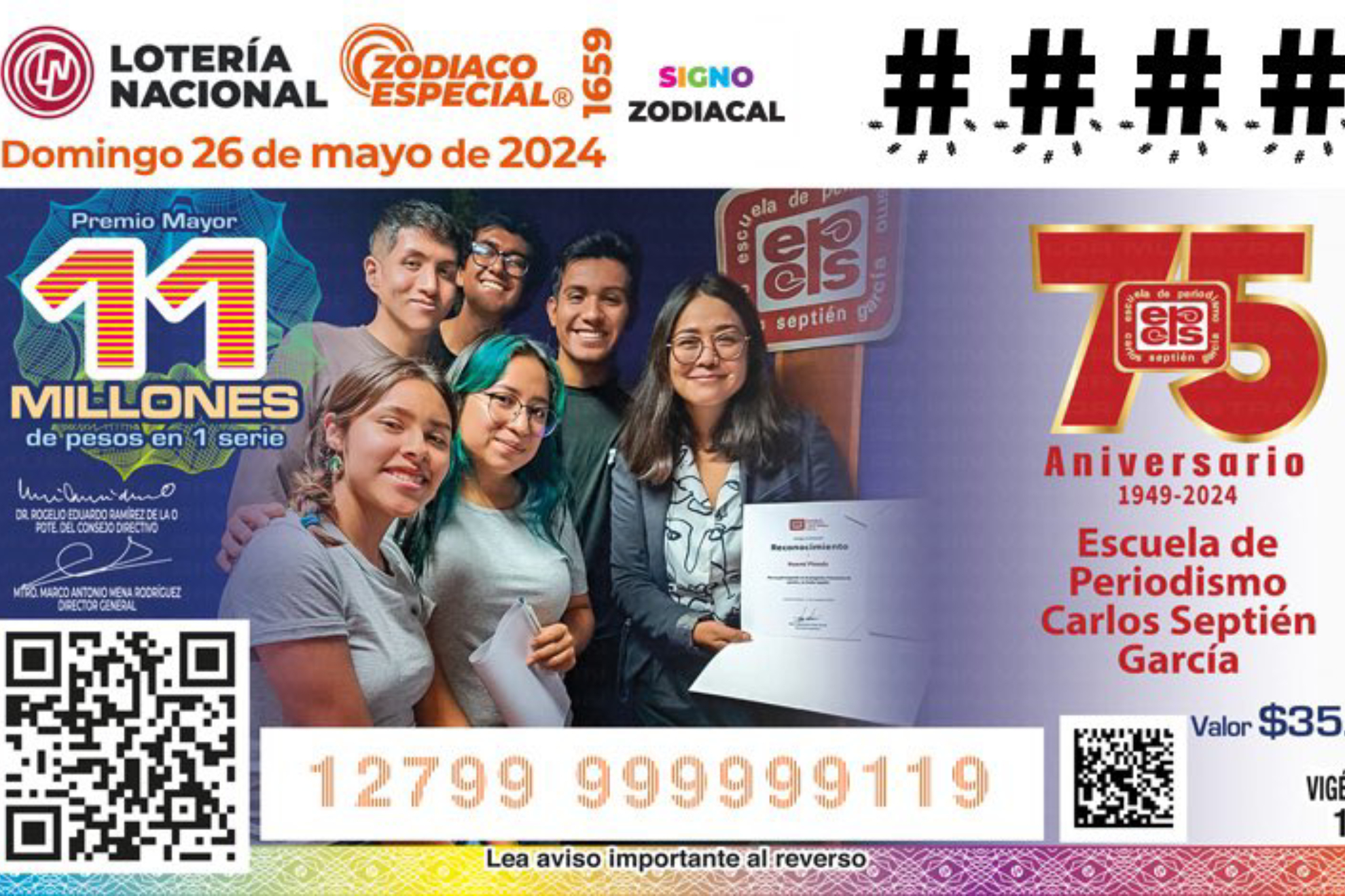 Billete conmemorativo del Sorteo Zodiaco 1659