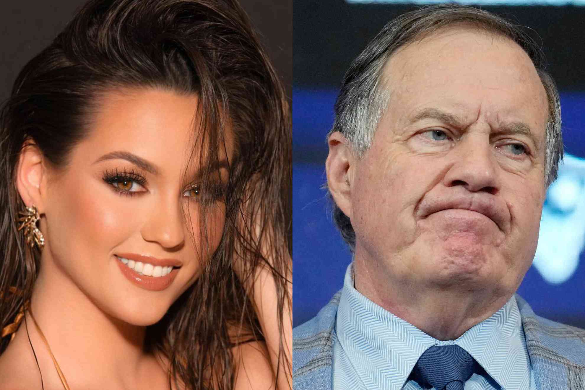 Jordon Hudson y Bill Belichick.