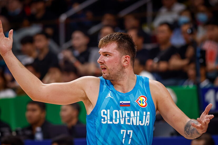 Luka Doncic durante un partido de la Selecci�n de Eslovenia