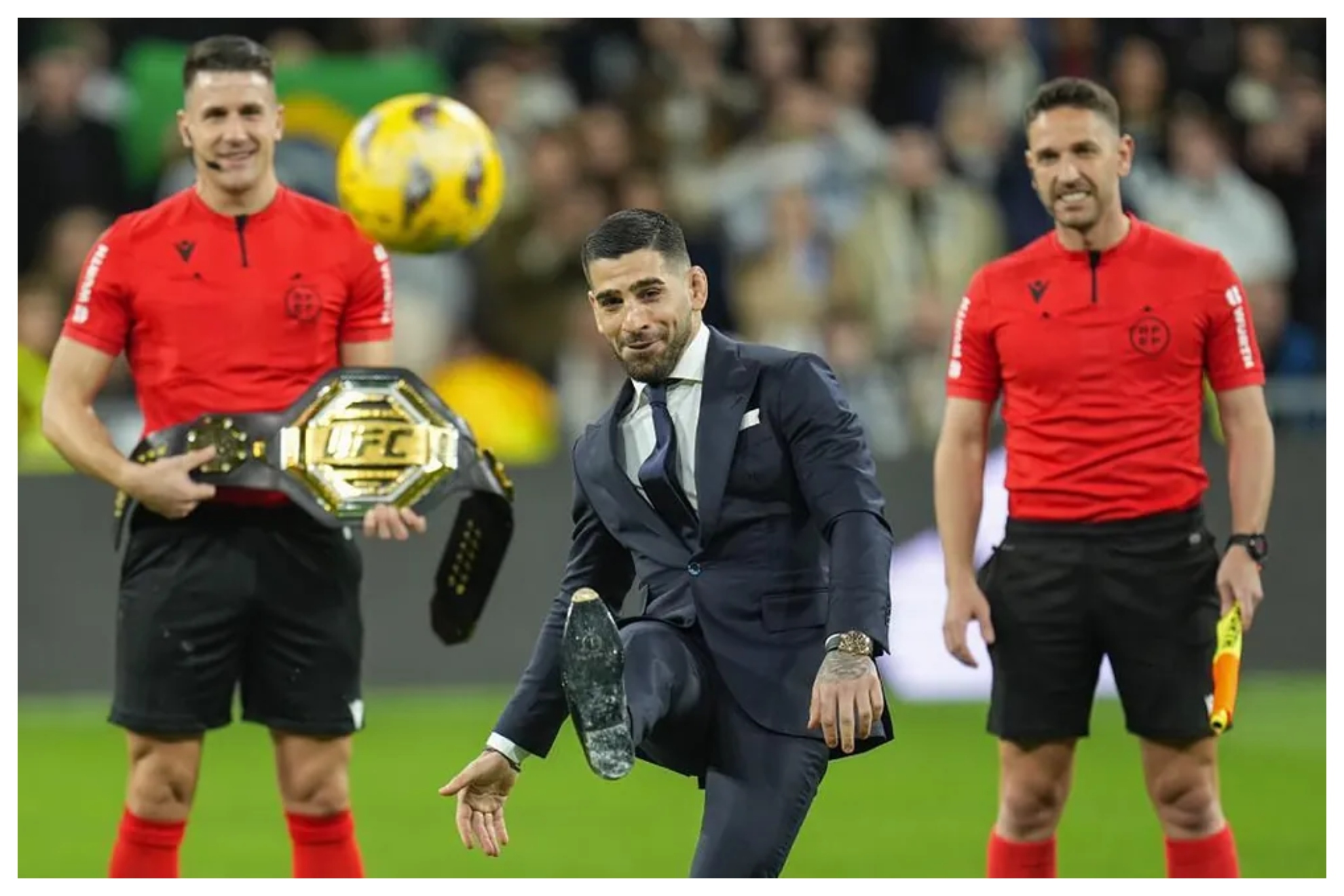 Topuria hace el saque de honor en el Bernab�u