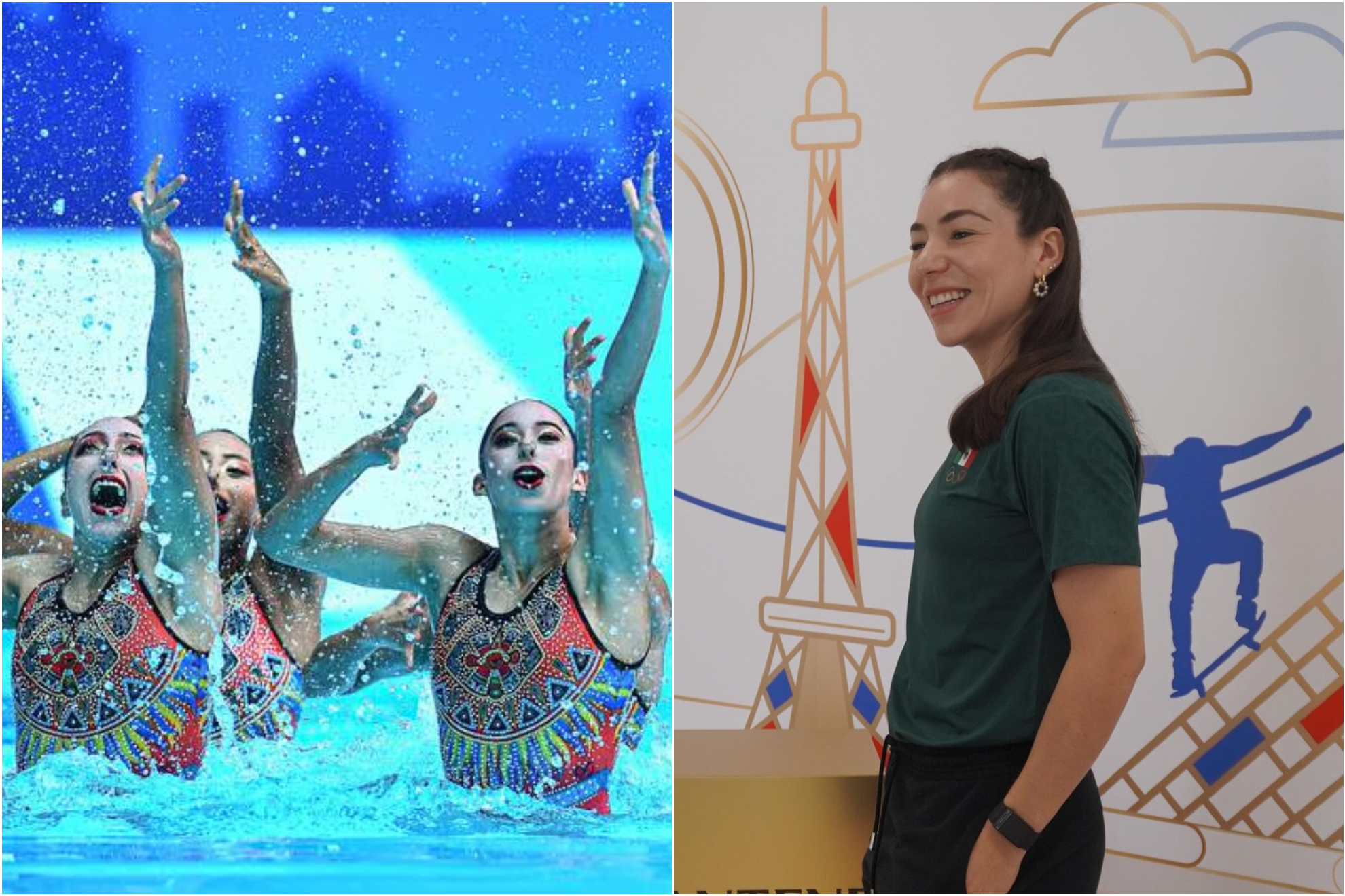 Le equipo de nataci�n art�stica (izquierda) y Daniela Gaxiola (derecha) de ciclismo en pista.