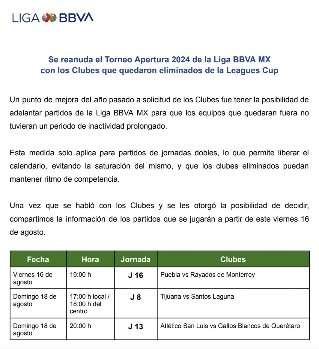 Comunicado de Liga MX para reanudar actividad