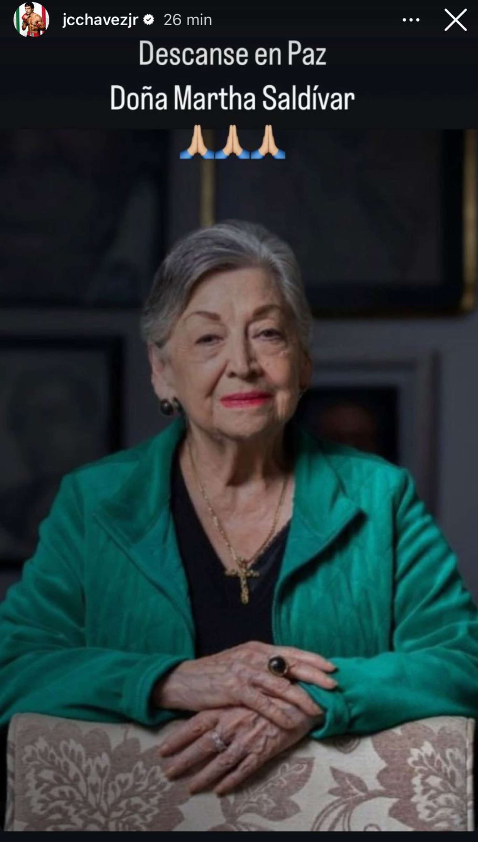 El posteo de JC Ch�vez este d�a, dando luto a Martha Sald�var