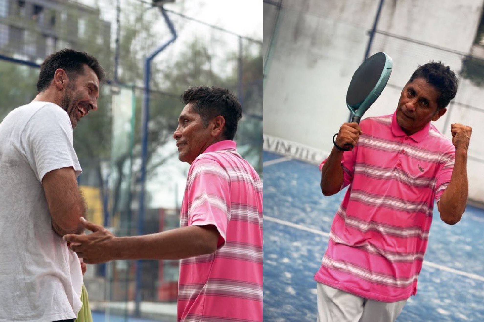 Jorge Campos, Gianluigi Buffon y Andrea Pirlo se enfrentan en un duelo de p�del.