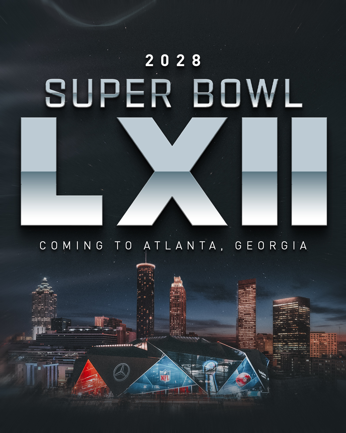 Atlanta fue la ciudad elegida para albergar el Super Bowl LXII