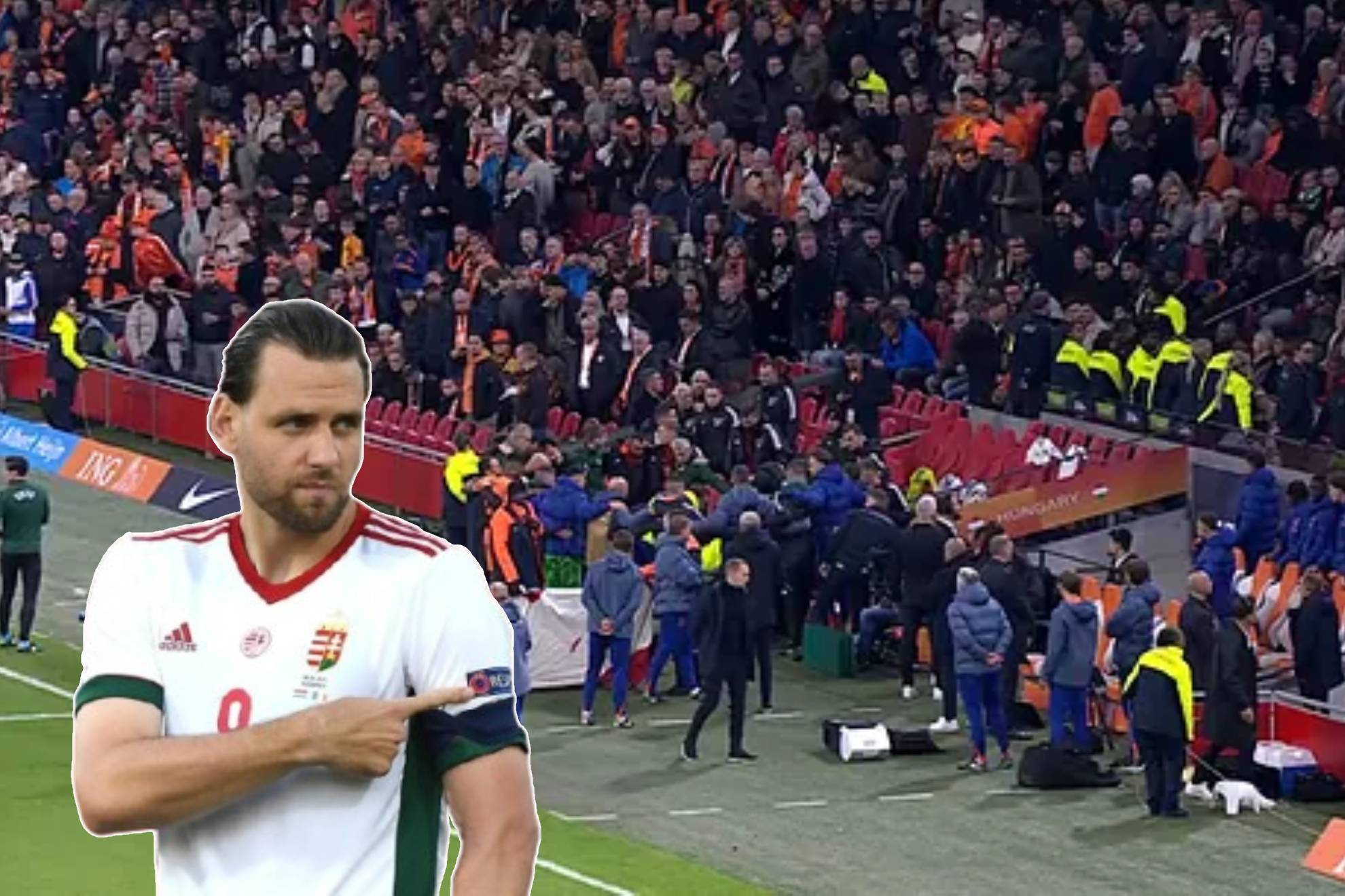 Los miembros de Hungr�a cubrieron lo sucedido con Ad�m Szalai en el banquillo