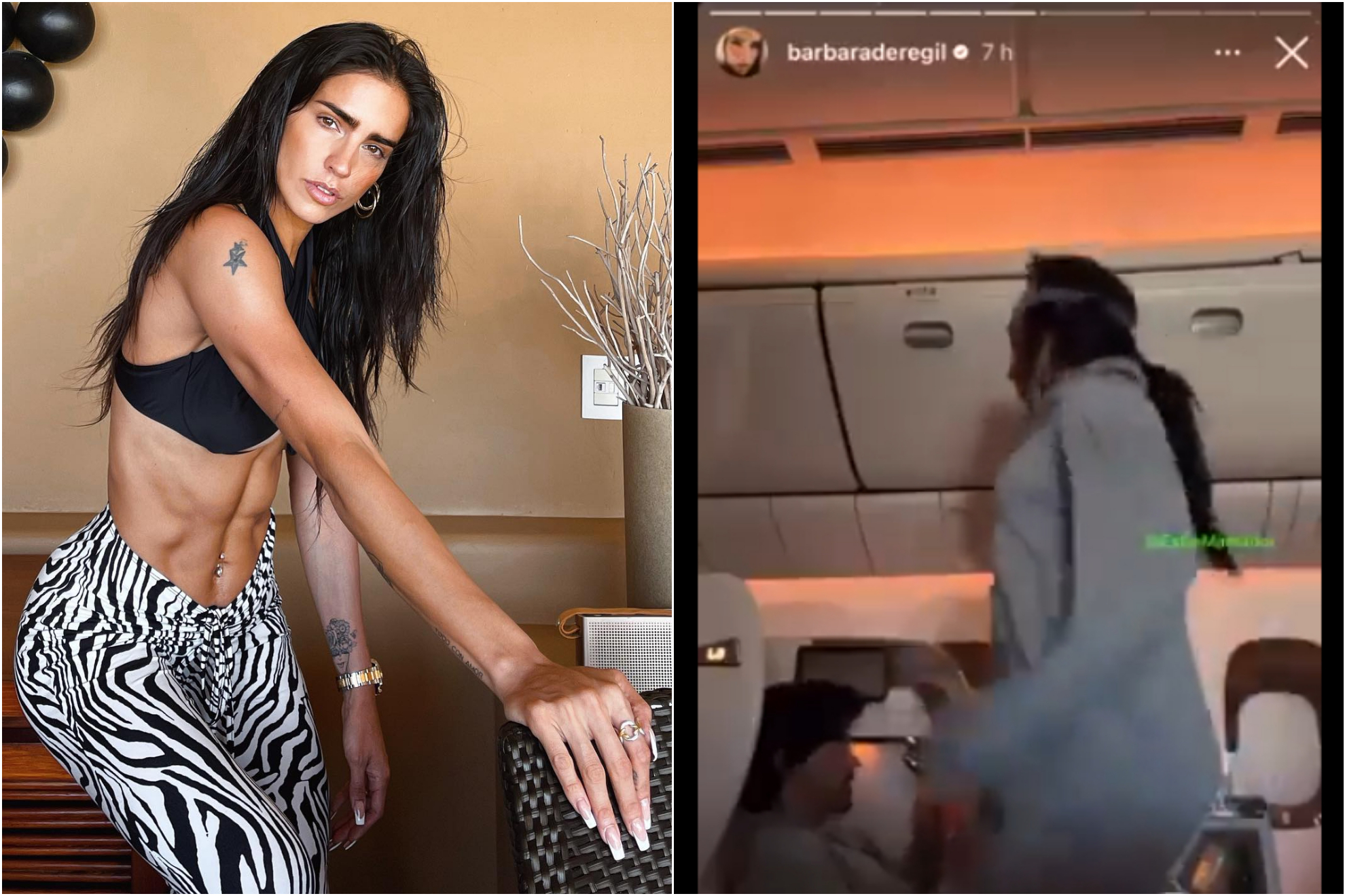 B�rbara de REGIL hace sentadillas en un vuelo comercial.