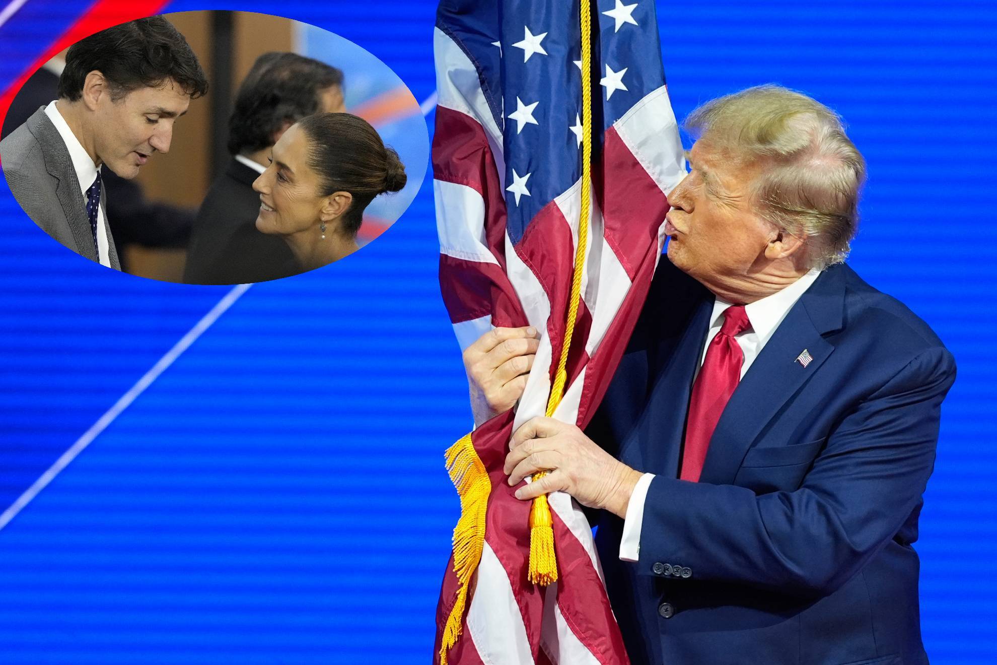 Donald Trump (Estados Unidos), Claudia Sheinbaum (M�xico) y Justin Trudeau (Canad�).