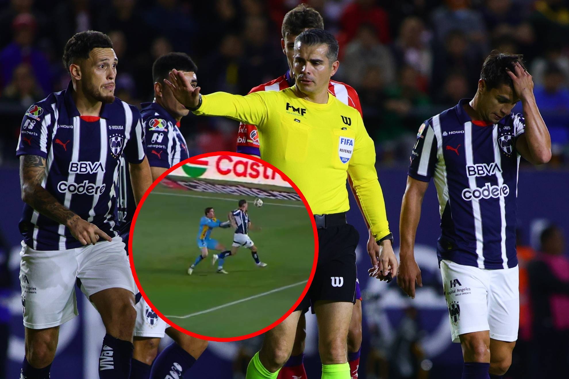 Fernando Hern�ndez decidi� no marcar falta sobre el argentino del Monterrey