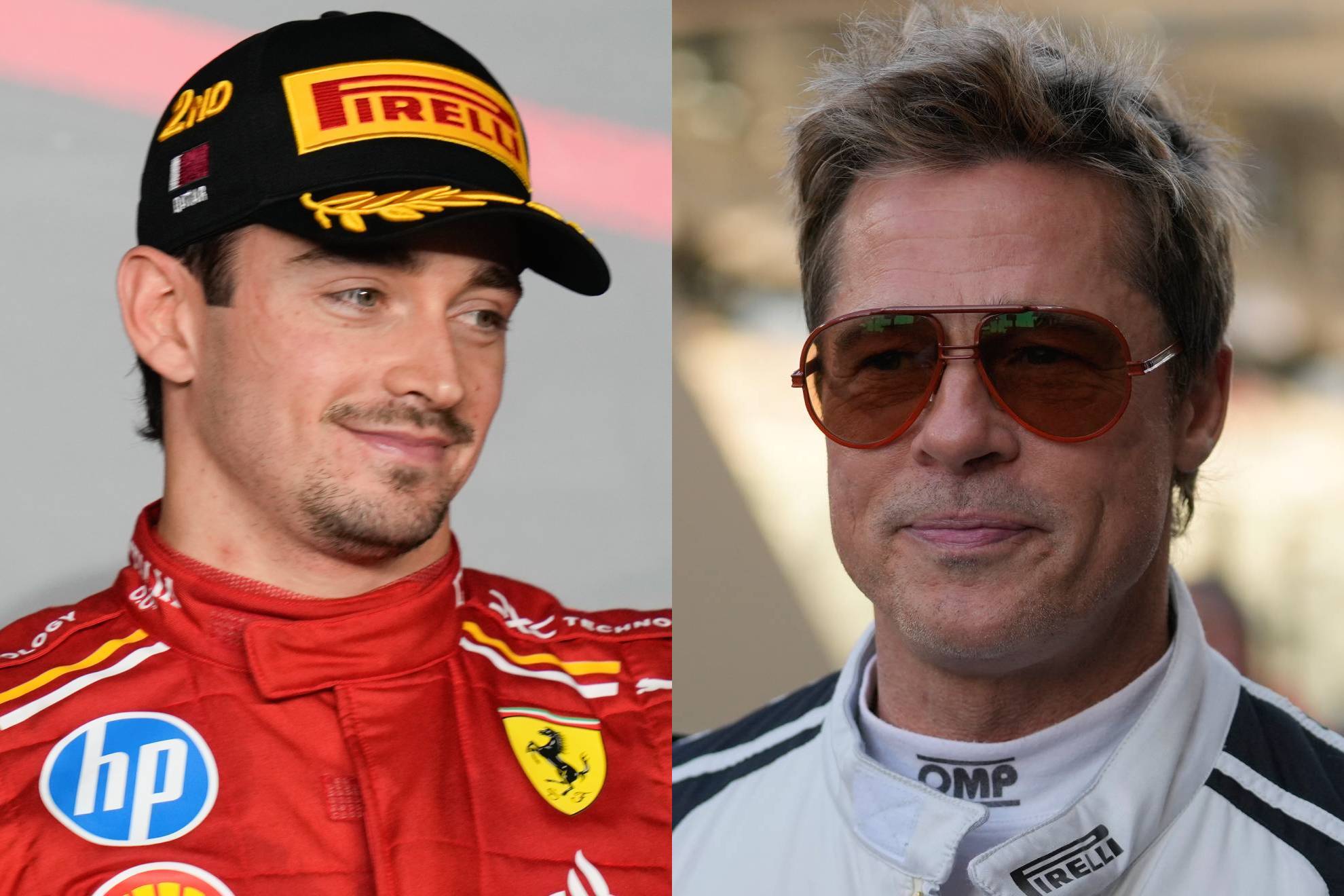 Charles Leclerc y Brad Pitt.