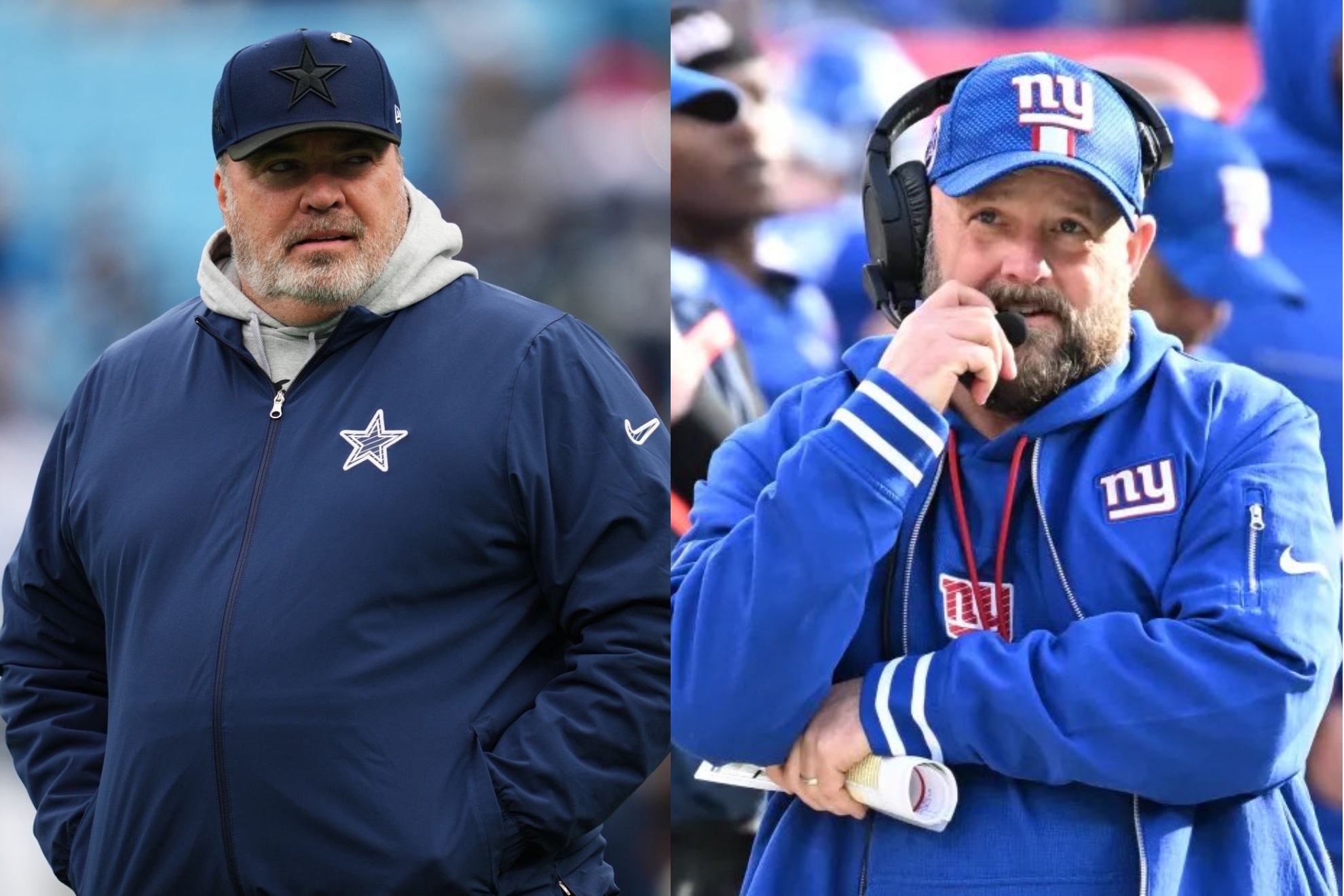 Mike McCarthy (izq.) y Brian Daboll (der.) son dos coaches en peligro de abandonar sus puestos en el Black Monday NFL