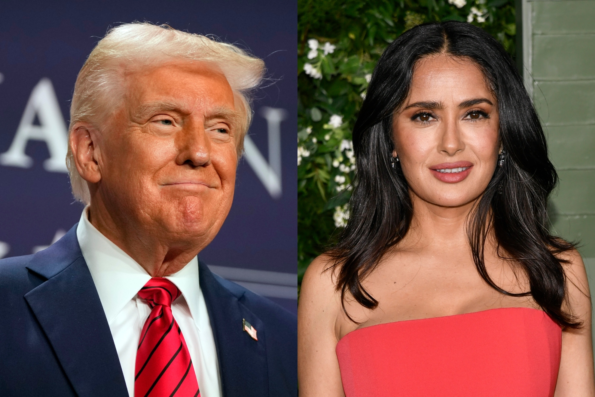Salma Hayek y Donald Trump