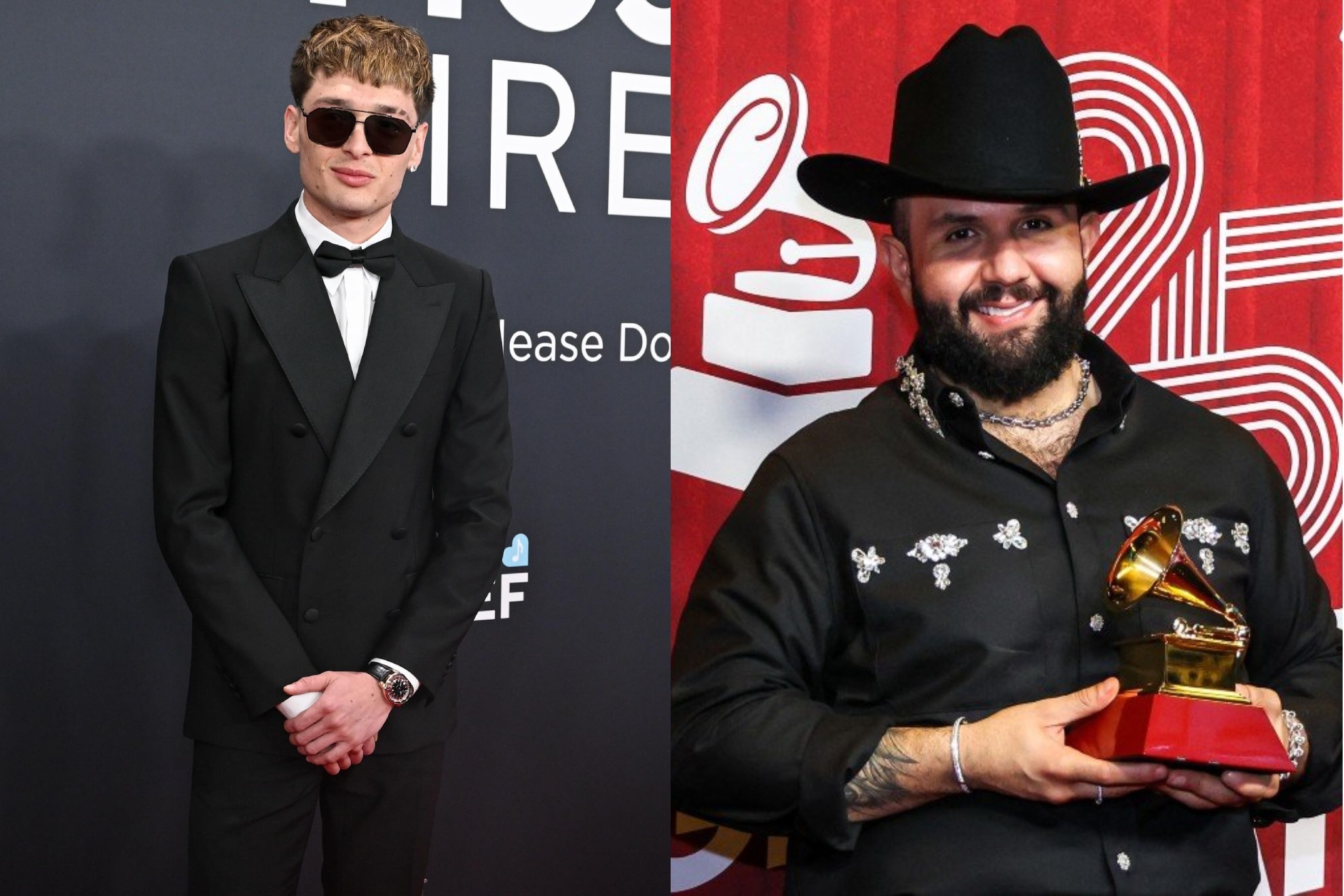 Peso Pluma sorprendi� con su look y Carin Le�n con ganar el Grammy