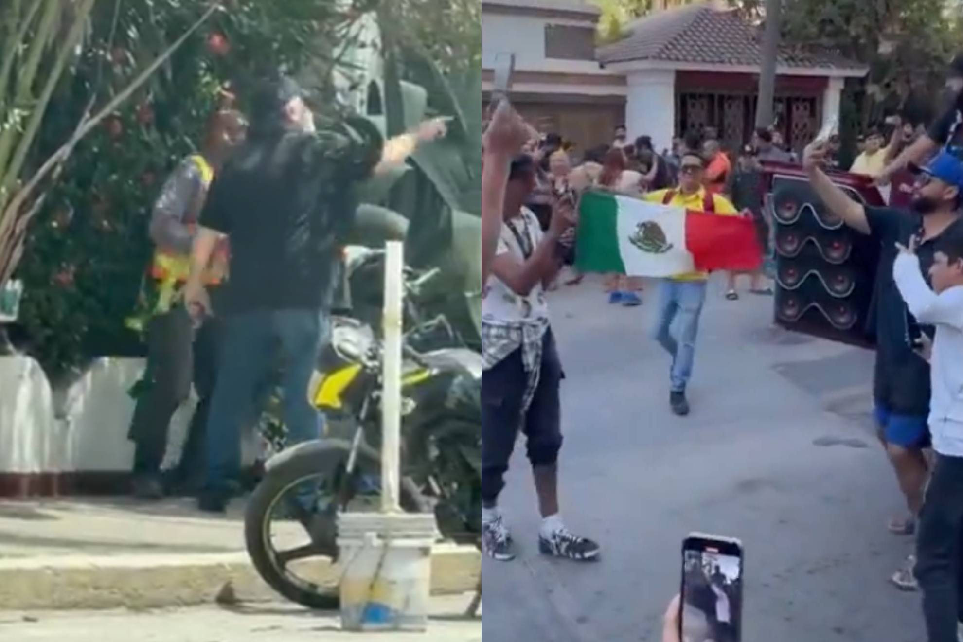 Extranjero se vuelve viral por correr a un trabajador que com�a en su baqueta en Mazatl�n.