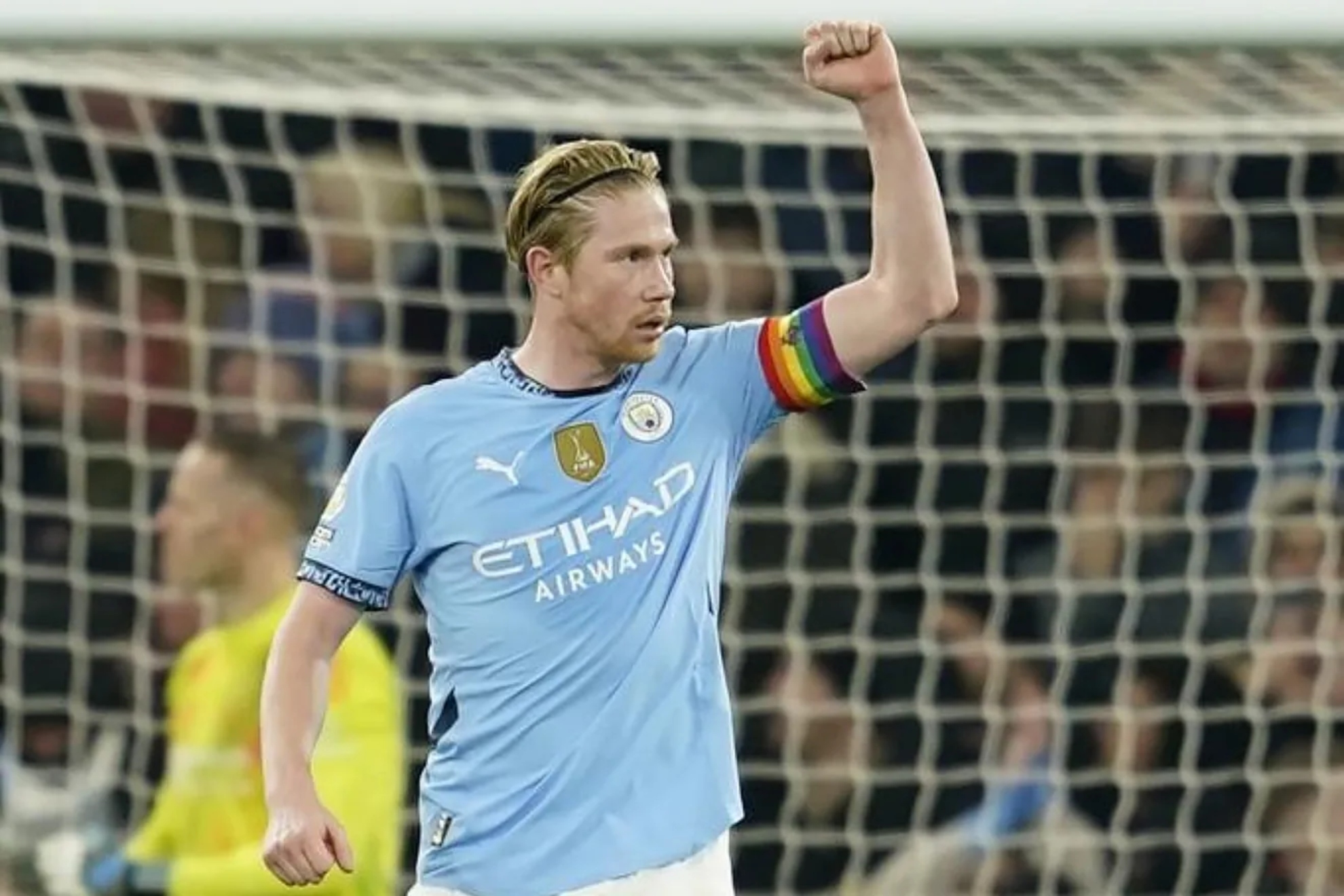 De Bruyne celebra un gol con el City
