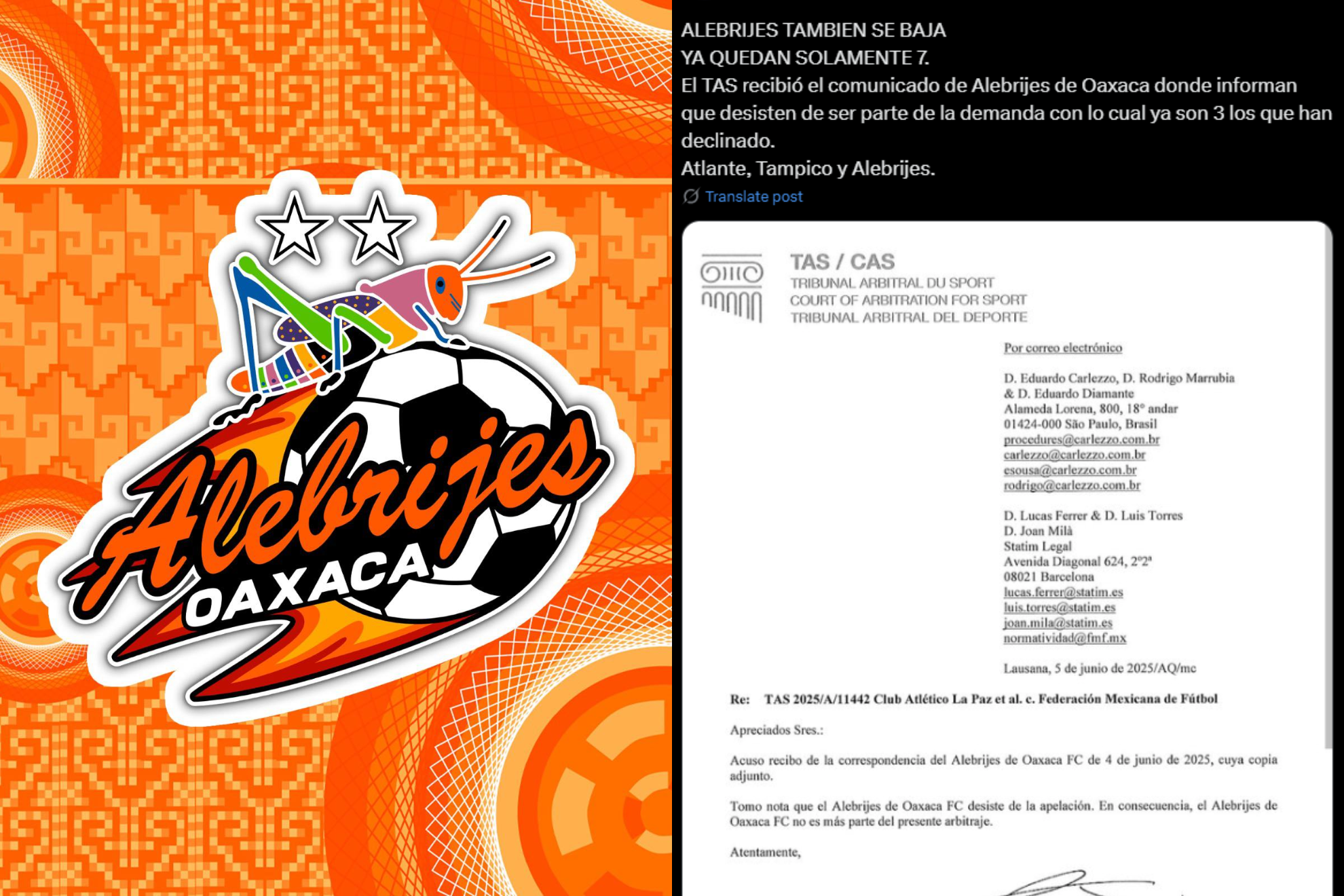 �Quedan 7! Alebrijes de Oaxaca, como Atlante, se baja de demanda Expansi�n MX vs FMF