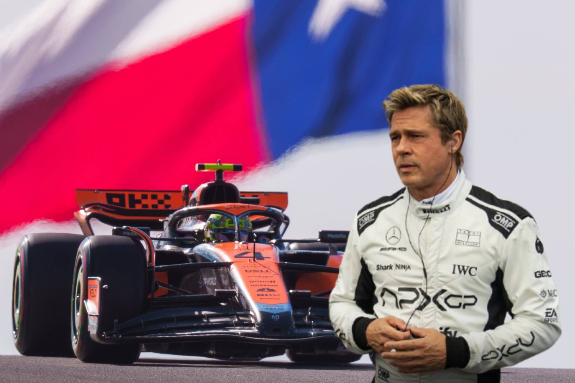 El actor de 61 a�os estuvo acompa�ado por Lando Norris