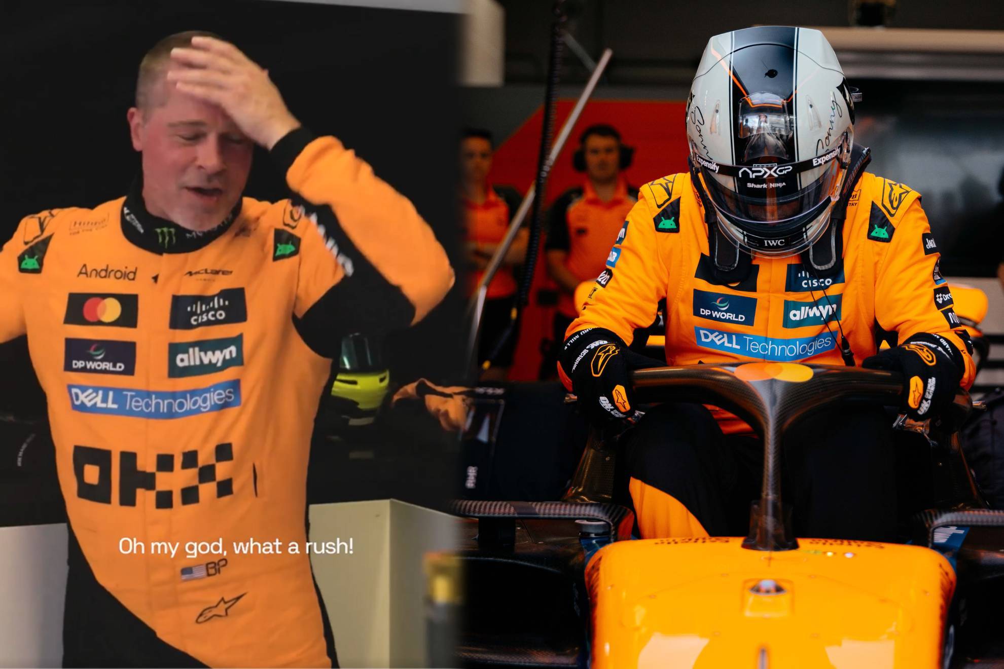 La reacci�n de Brad Pitt que deja en claro lo dif�cil que es manejar un auto de F1