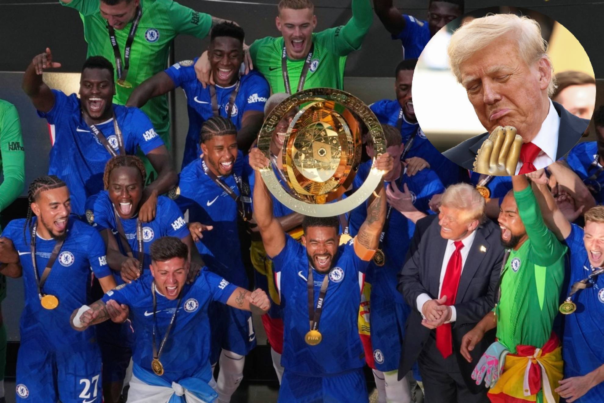 Donald Trump en el festejo del Chelsea en el Mundial de Clubes 2025.