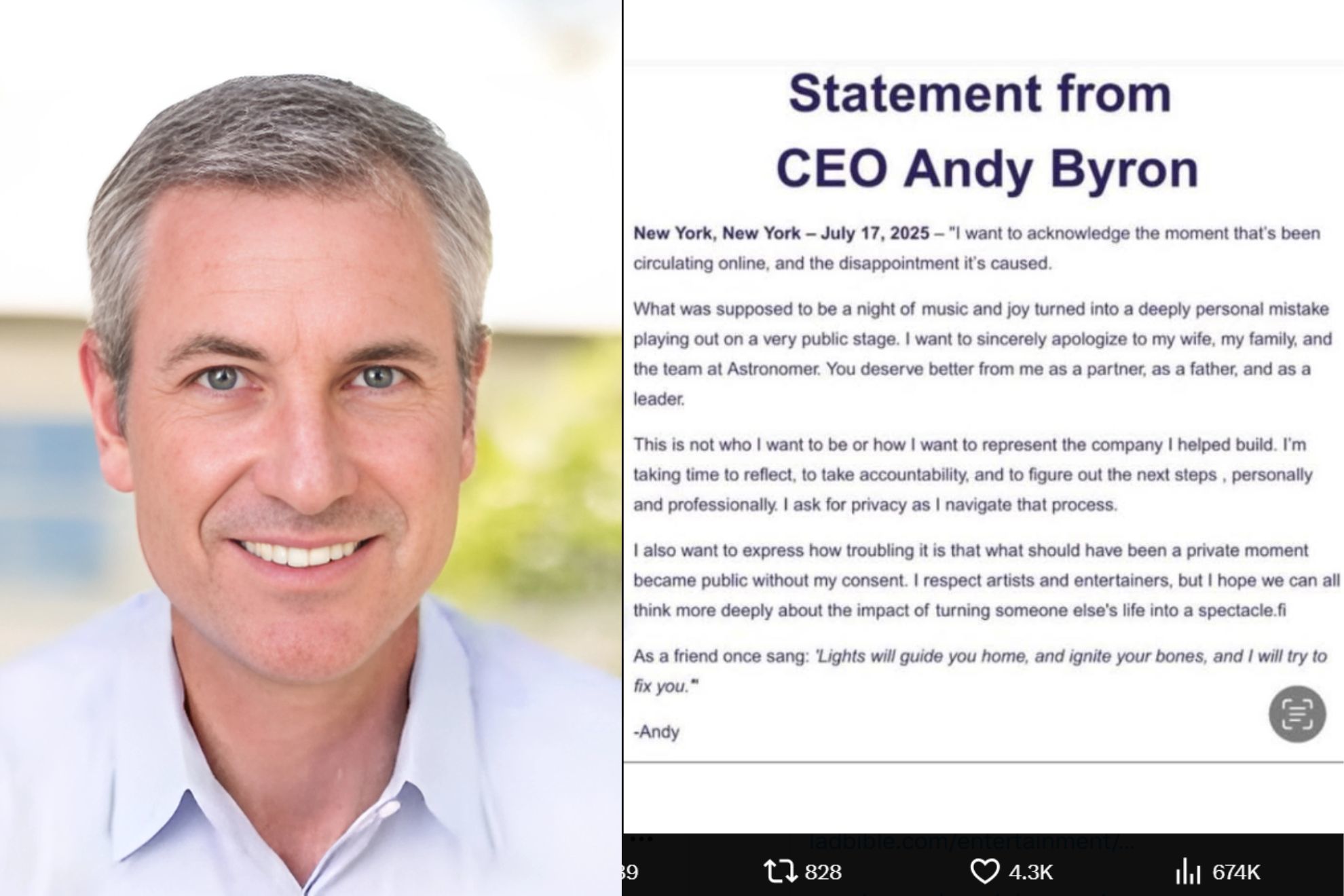 La cuenta detr�s del comunicado de Andy Byron