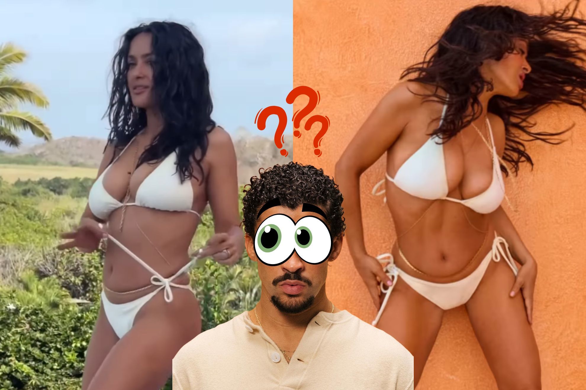 Salma Hayek luce inigualable, con 58 a�os, en revista Sports Illustrated; celebra con bikini y Bad Bunny