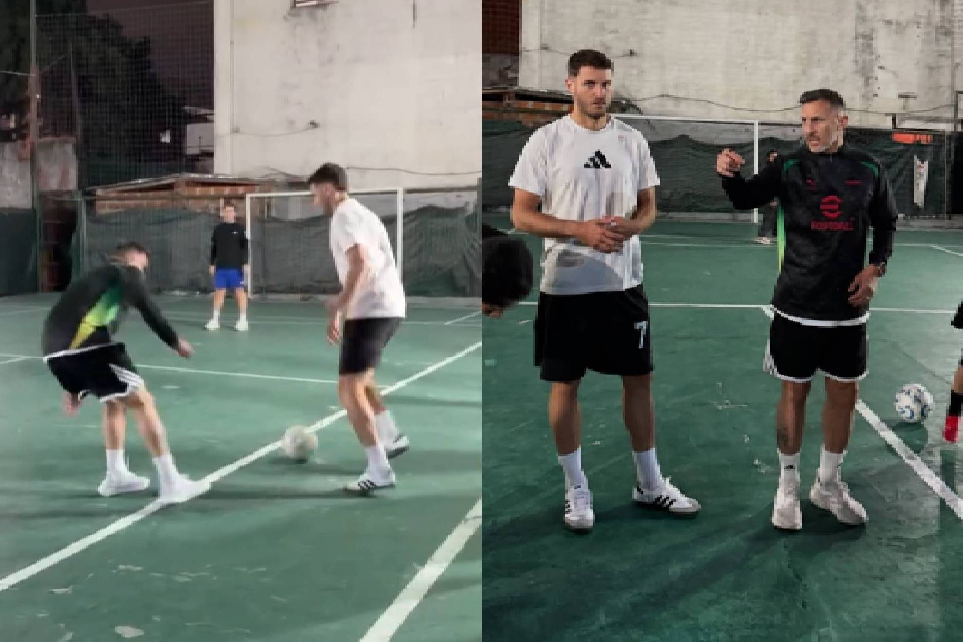 Chaco Gim�nez es burlado por Santi Gim�nez y no puede quitarle la pelota en una cascarita en Argentina.