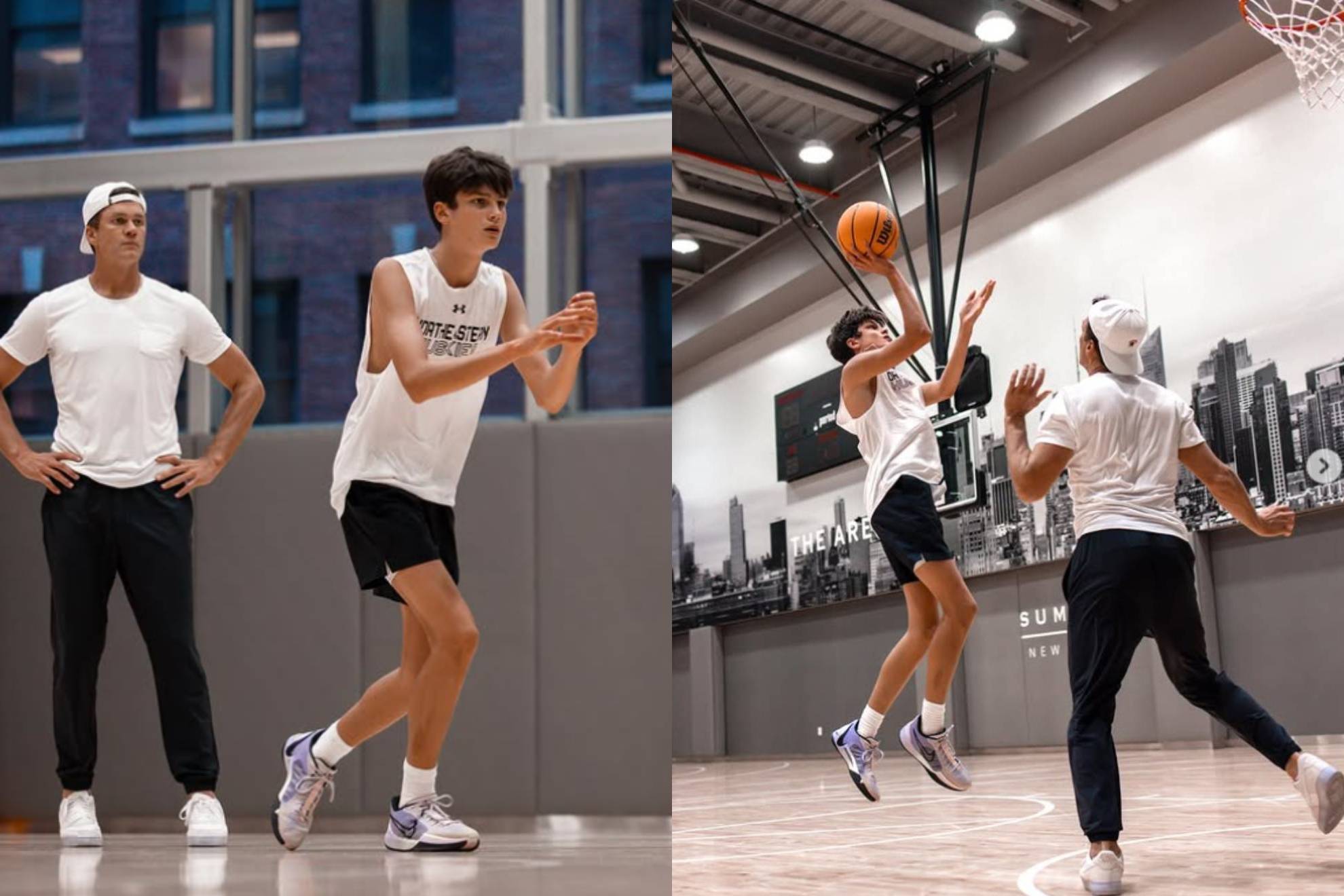 Tom Brady y su hijo Jack.