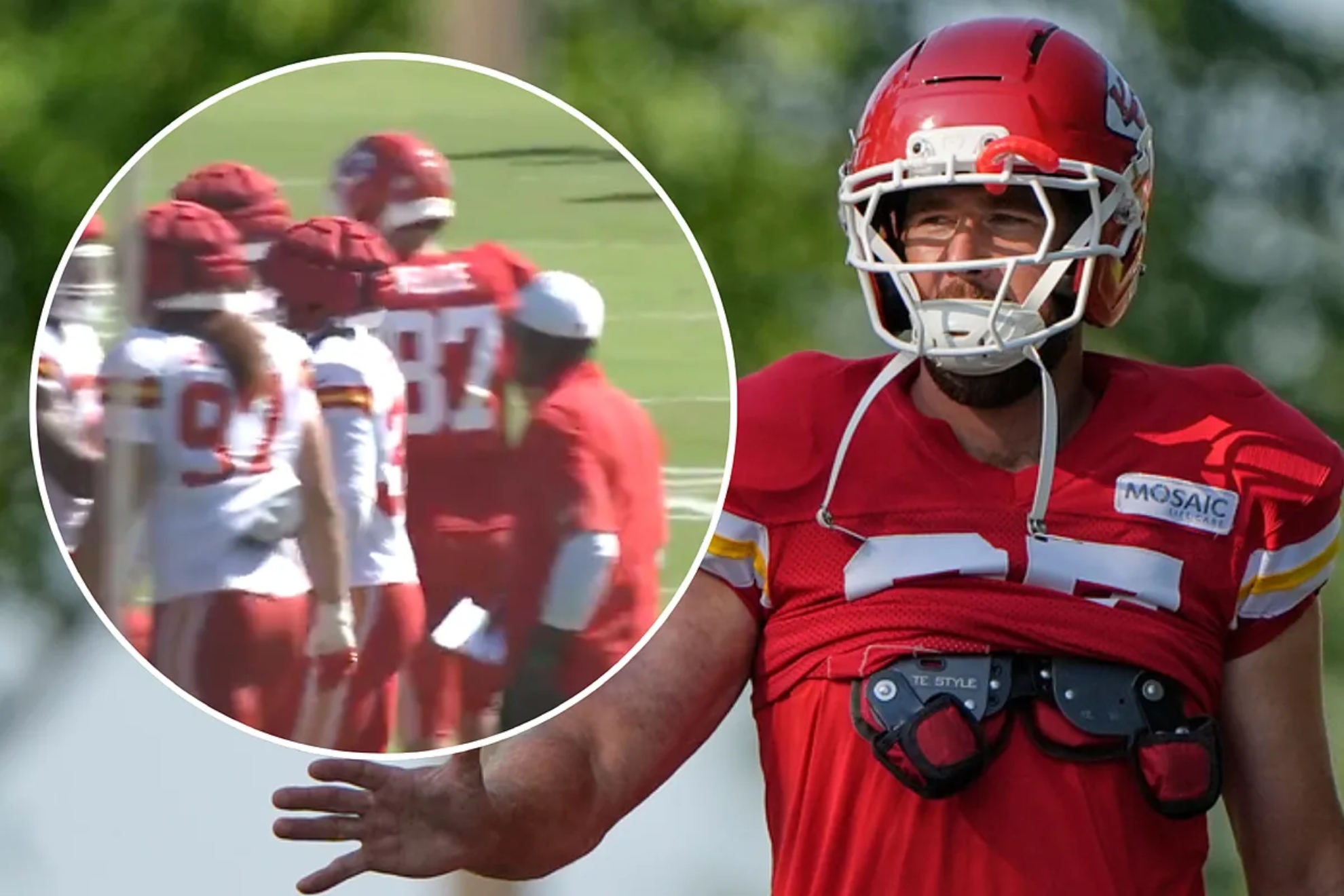 Travis Kelce se meti� de lleno en la pelea que se desat� en el entrenamiento de los Chiefs