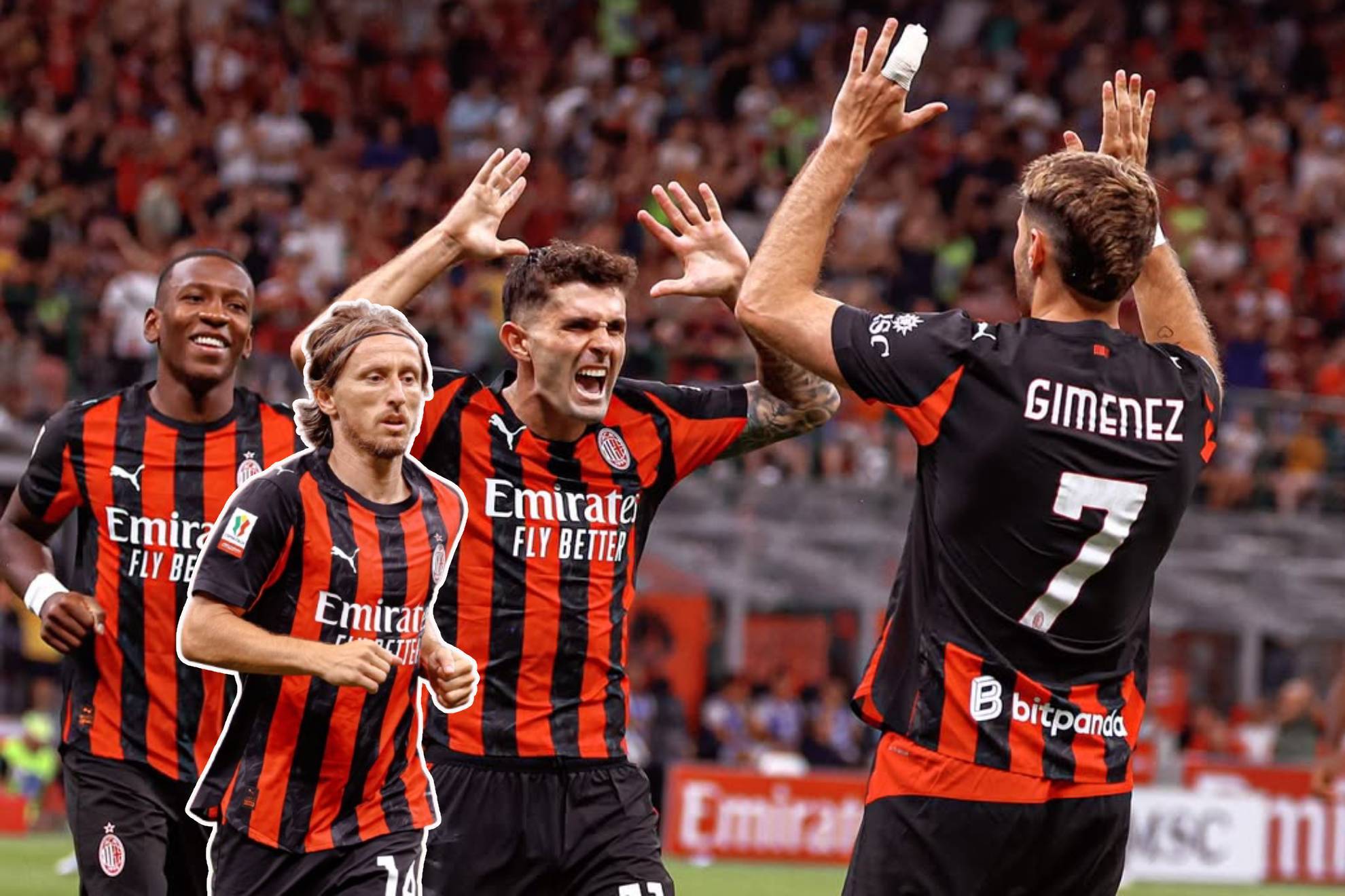 Santiago Gim�nez Christian Pulisic Luka Modric AC Milan Copa Italia