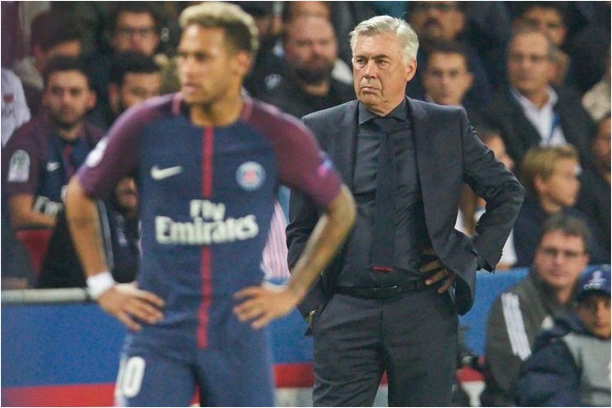 Ancelotti y Neymar, cuando ambos coincidieron en el PSG.