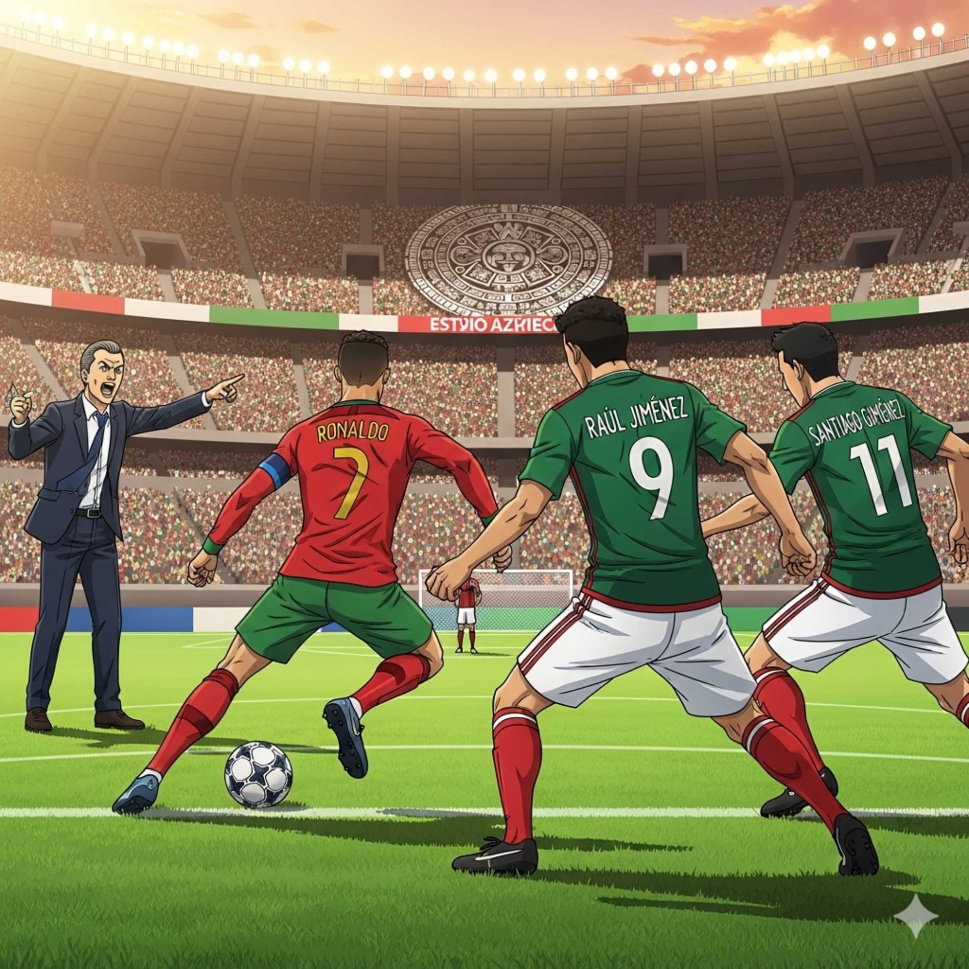 Cristiano Ronaldo y un juego contra M�xico que as� lucir�a en el mundo anime, seg�n IA