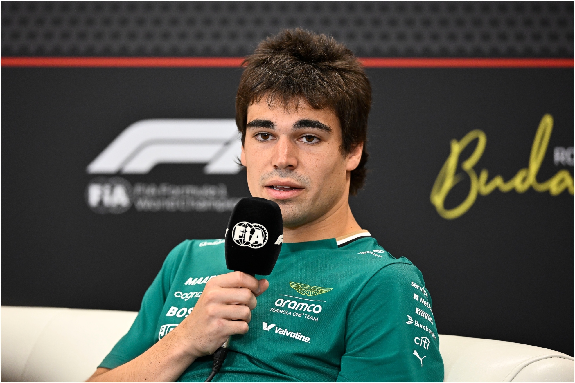 Stroll, durante una rueda de prensa.