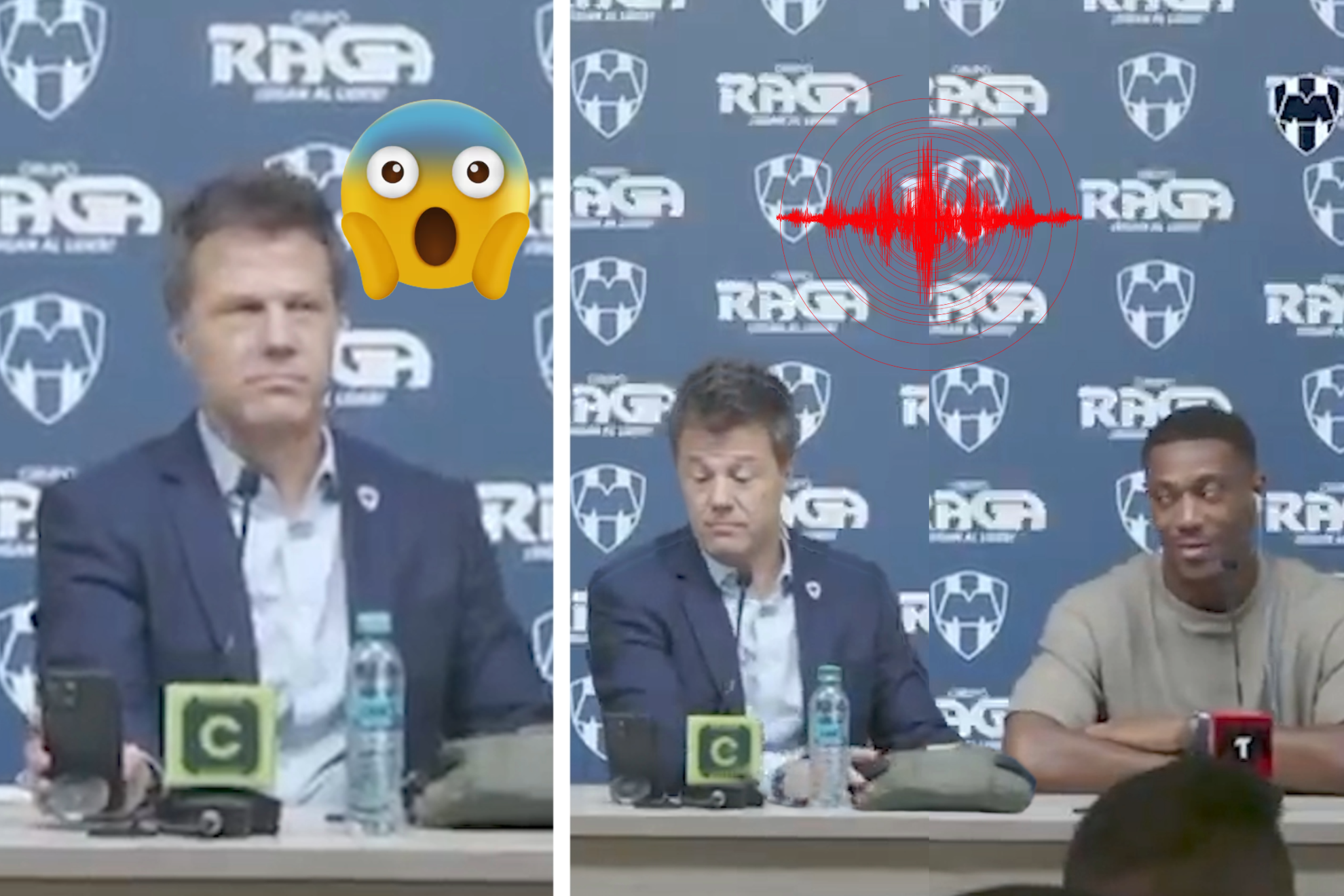 Simulacro 2025: Alerta s�smica espanta a Tato Noriega en plena presentaci�n de Anthony Martial en Rayados