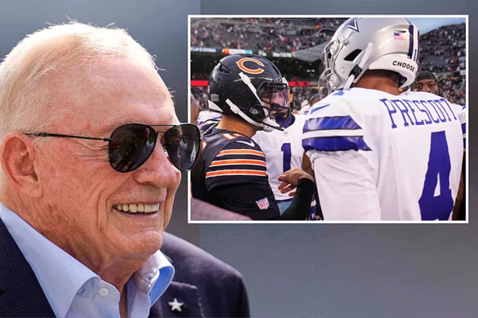 Jerry Jones hace horrible gesto a Dak Prescott en la derrota de Cowboys ante Bears