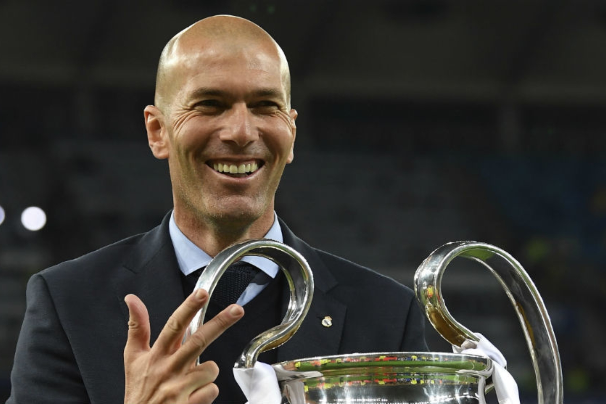 Zidane celebra una de sus Champions como entrenador del Real Madrid