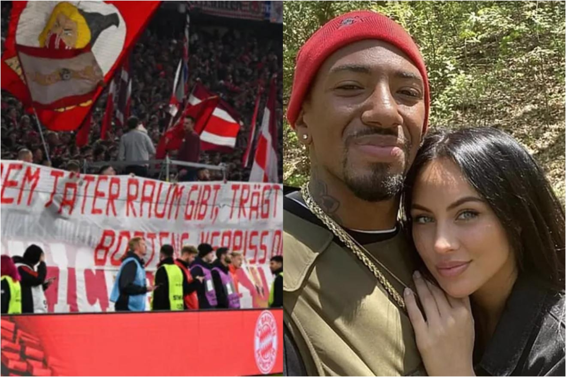 La protesta de los hinchas del Bayern y Boateng con su exnovia, Kasia Lenhardt.