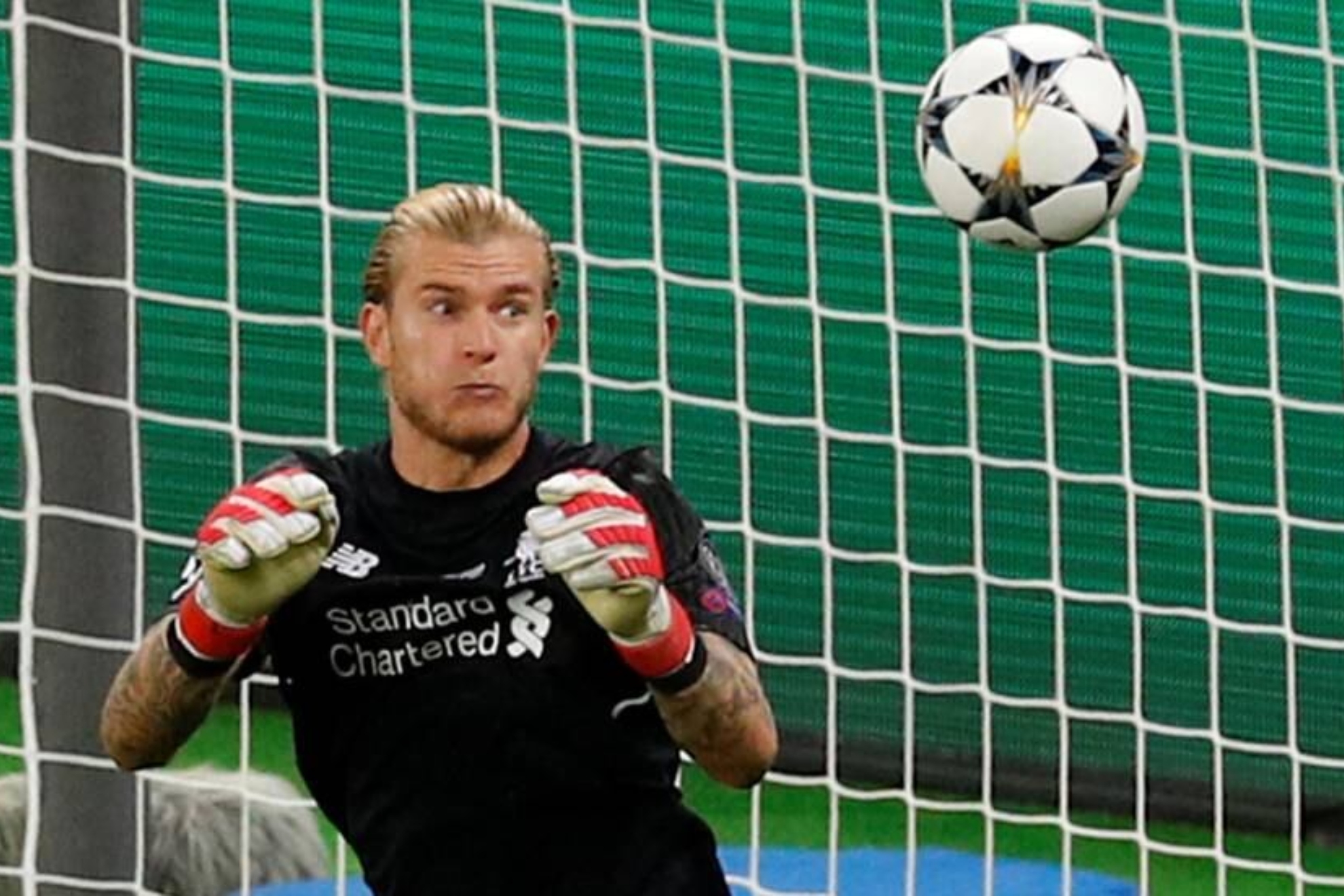 Karius, segundos antes de recibir el gol de Bale en la final de la Champions
